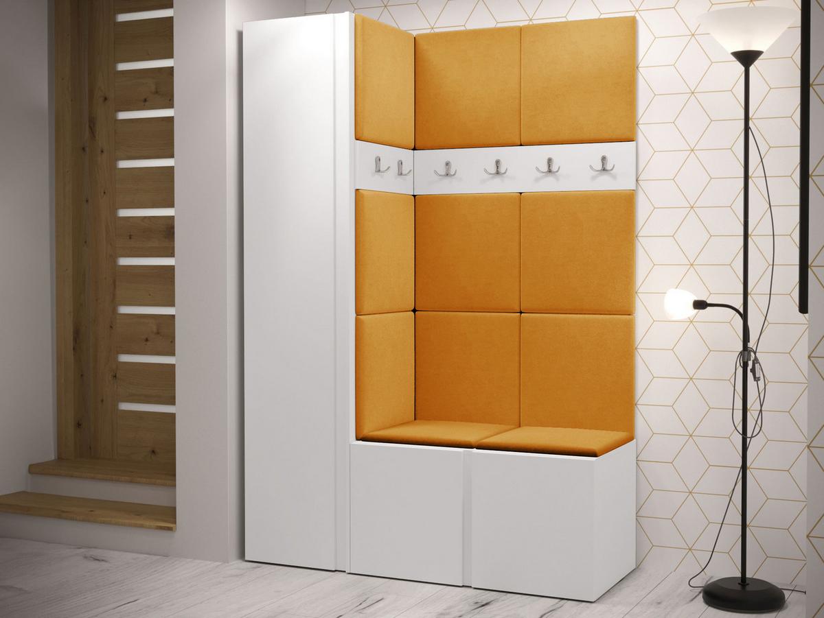 GARDEROBEN-SET Orion IX - Weiß/Orange, Holzwerkstoff/Kunststoff (124/186/46cm) - MIRJAN24