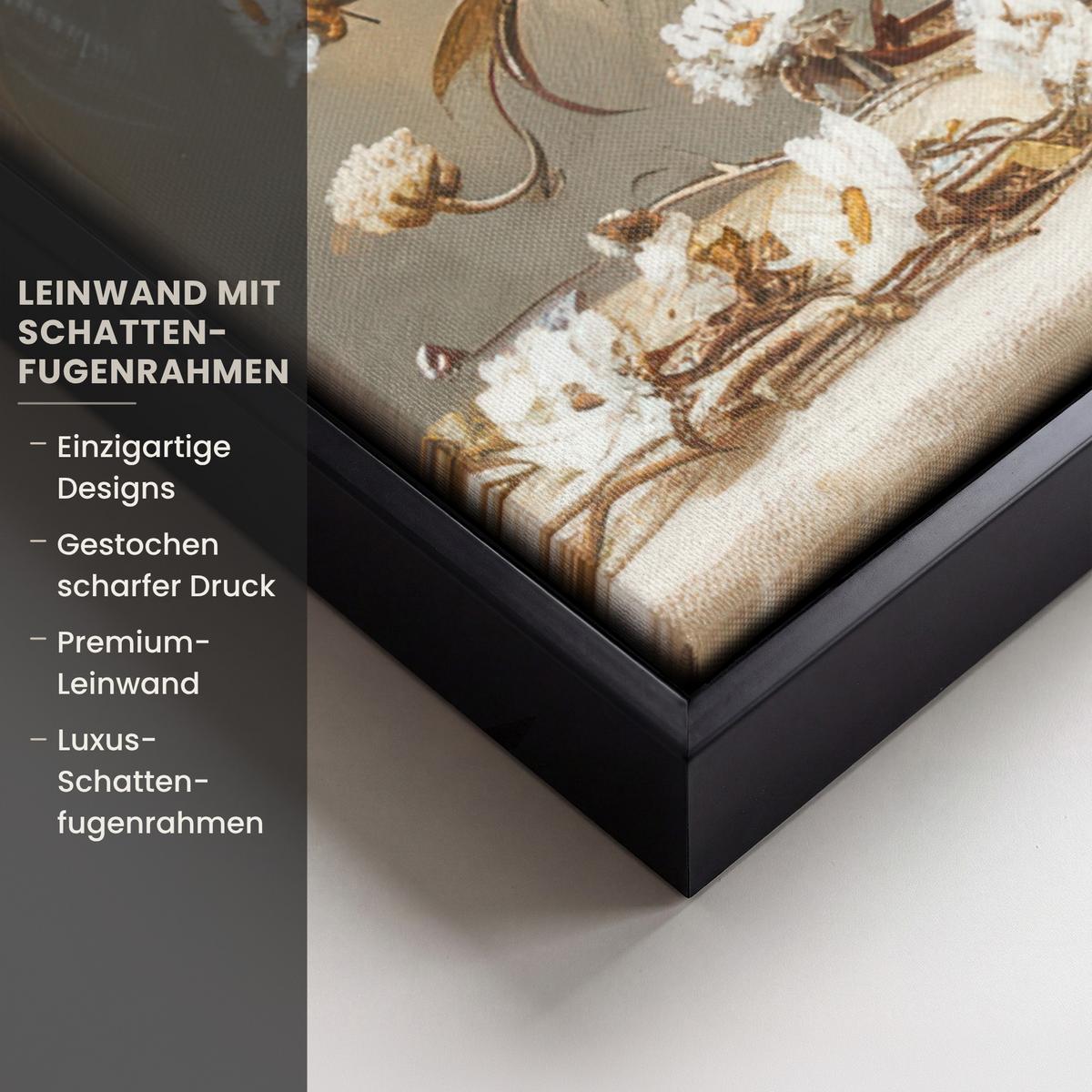 LEINWAND Bilder mit Rahmen - Blumen - Vase - Stilleben - Beige - 50x50 - Creme, Textil (50/50cm) - MuchoWow
