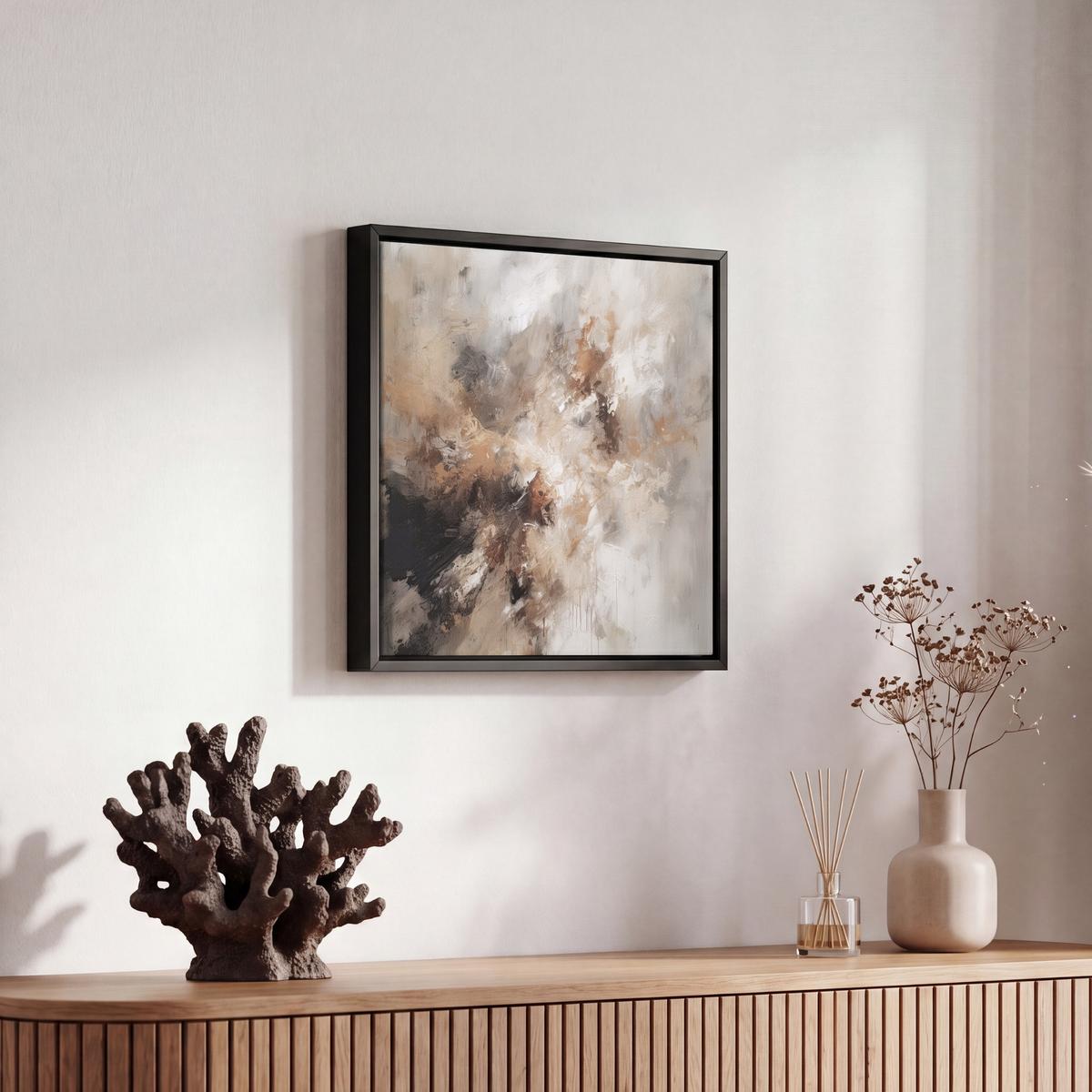 LEINWAND Bilder mit Rahmen - Farbe - Abstrakt - Beige - Kunst - 20x20 - Greige, Textil (20/20cm) - MuchoWow