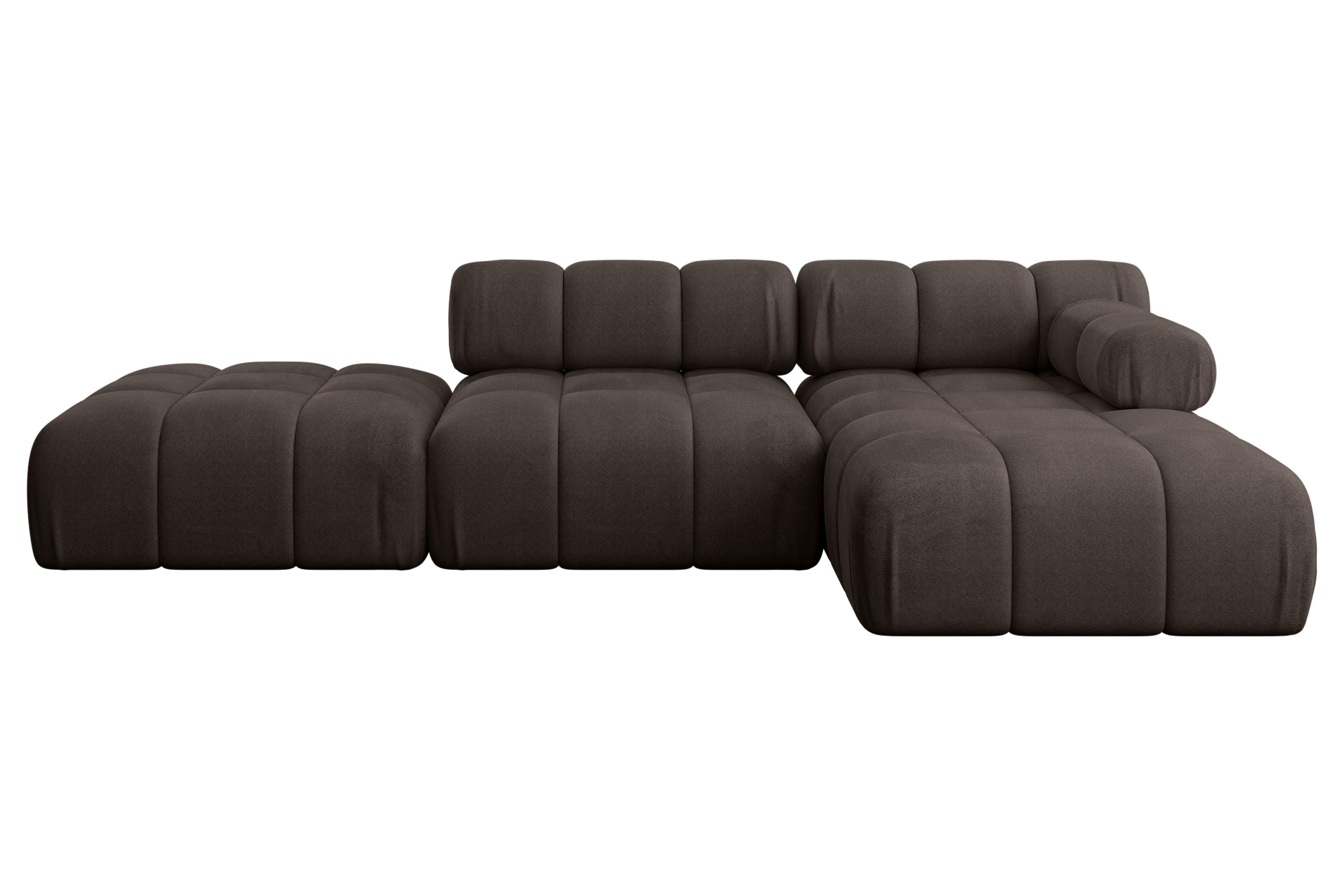 ECKSOFA modulares Sofa Lizur-L1 - 285x160x70 cm Braun Velours - Braun, Holzwerkstoff/Textil (285/160cm) - ALTDECOR
