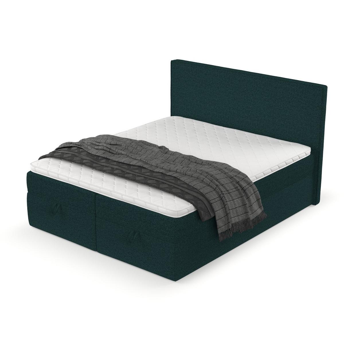 BOXBETT Velma 200/200 cm Grün im Riva Stoff - Schwarz/Grün, Holz/Holzwerkstoff (200/200cm) - AltaBeds