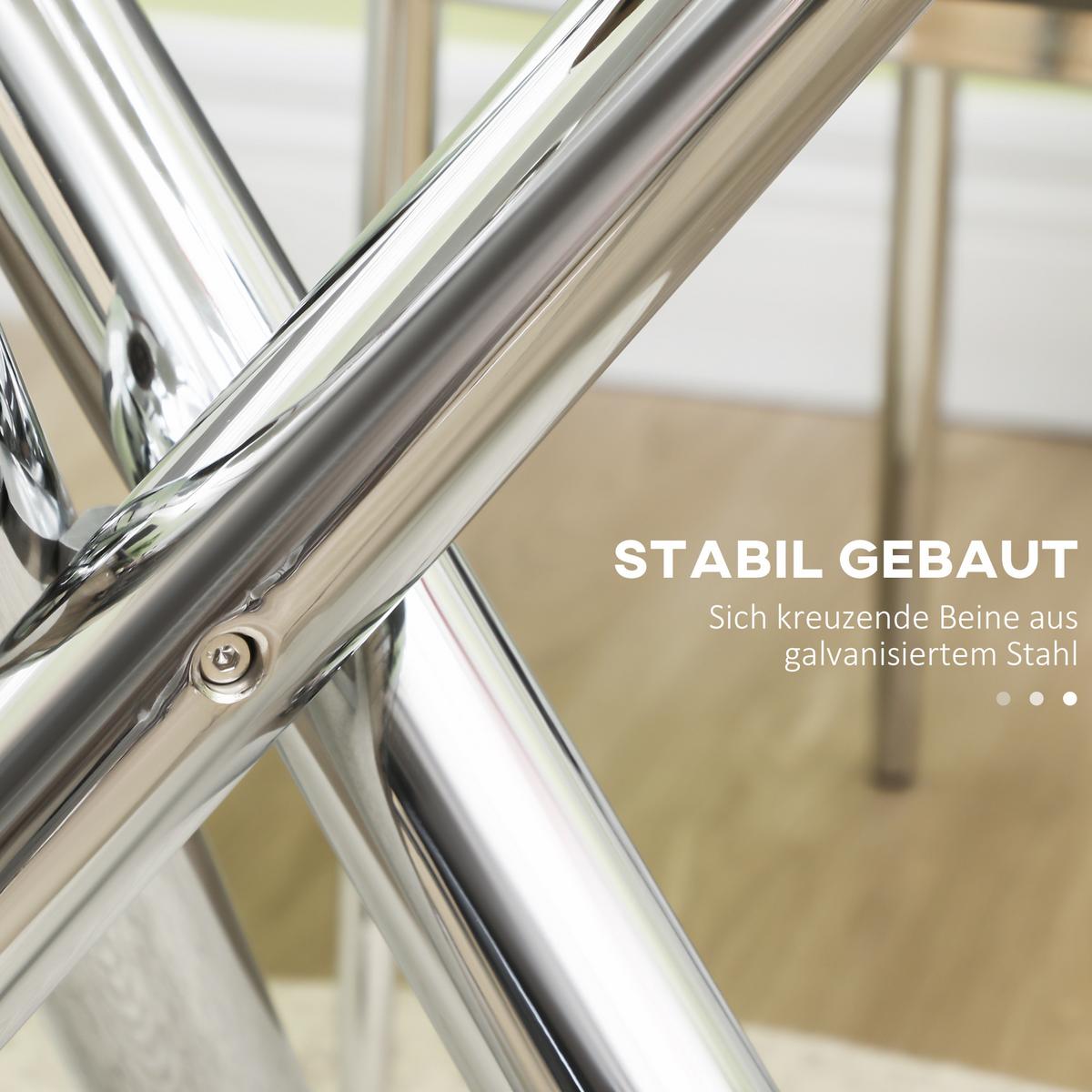 ESSTISCH, Glas, Stahl, Transparent - Transparent, Glas (80/80/74cm) - HOMCOM