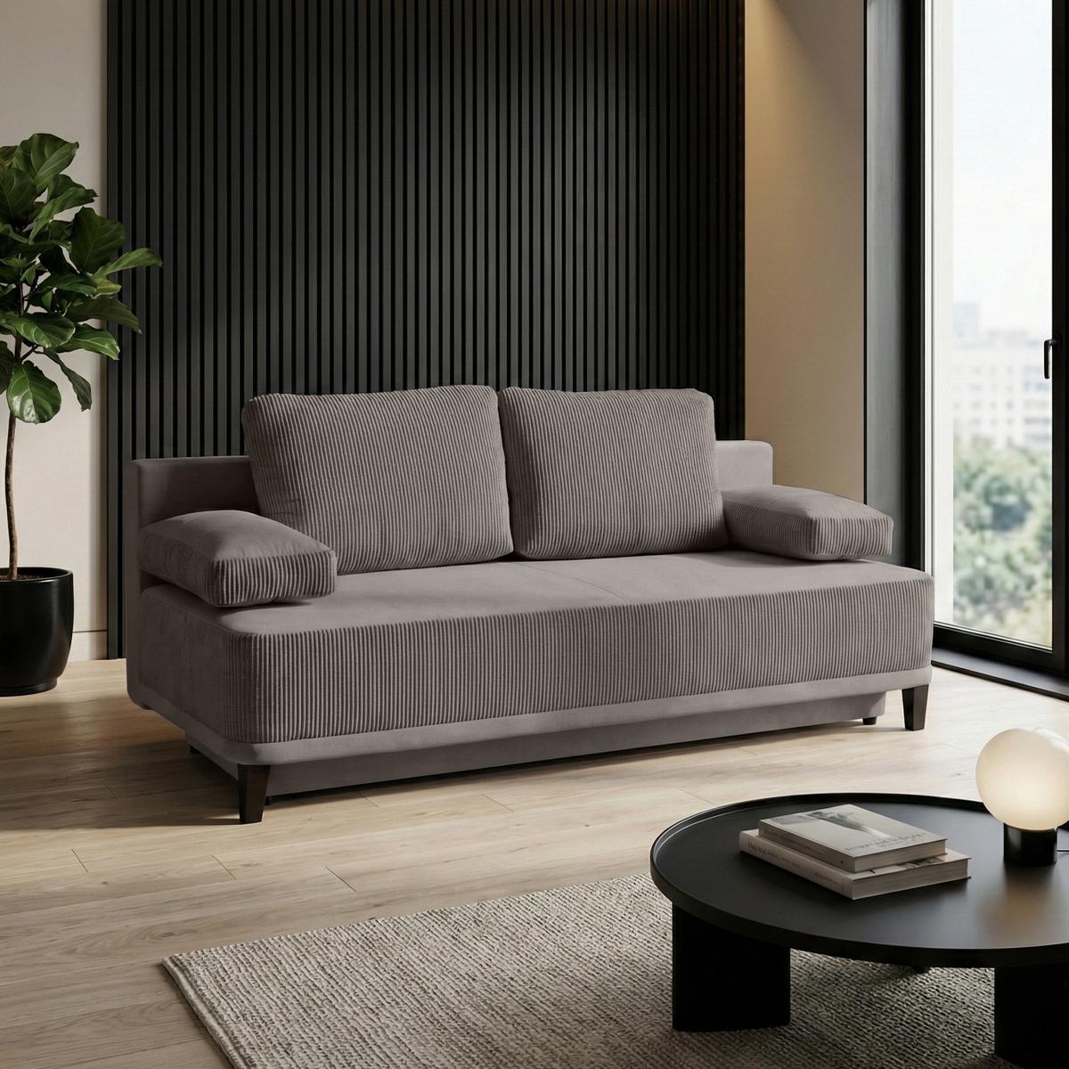 SCHLAFSOFA Riso 3-Sitzer mit Schlaffunktion, Braun - Braun, Textil (200/91/90cm) - Beautysofa