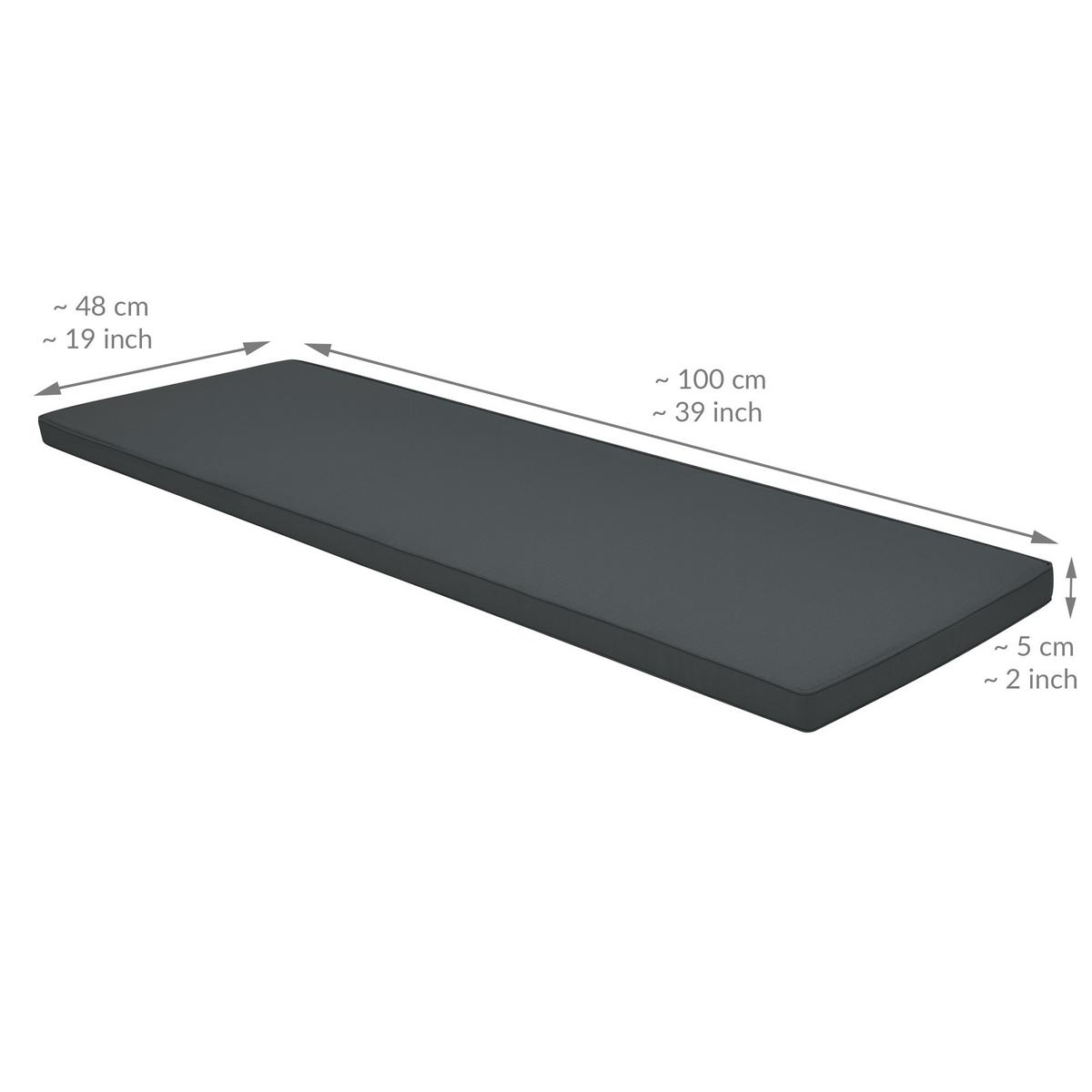 BANKAUFLAGE Base BK 100/48/5 cm Graphitgrau - Grau, Textil (48/5/100cm) - Beautissu 