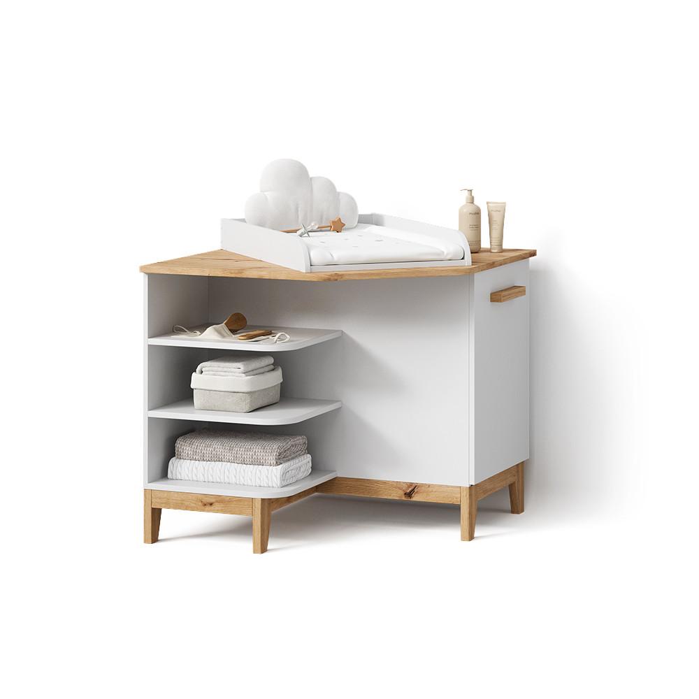 WICKELKOMMODE Mailo Weiß/Artisan mit Tür - Weiß/Eiche Artisan, Holzwerkstoff (85/85.2/85cm) - Livinity®