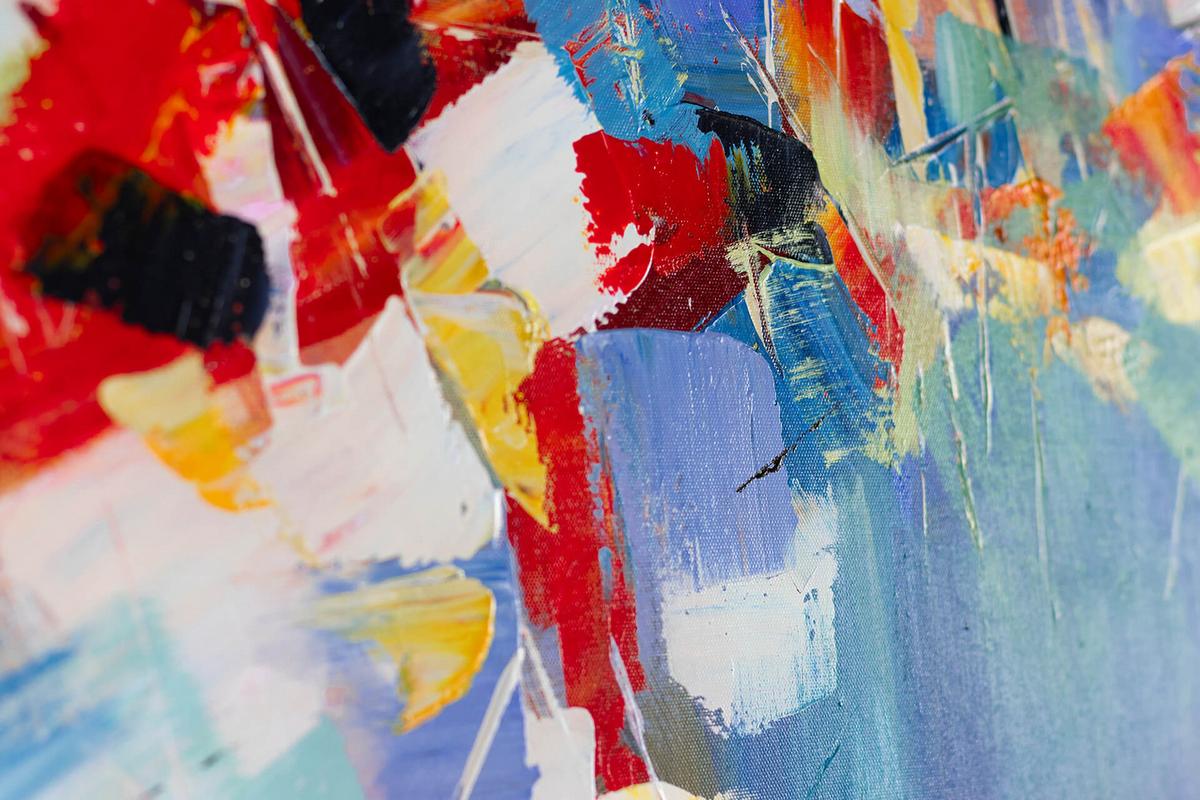 ACRYLBILD HANDGEMALT 80/80 cm - Blau/Multicolor, Holz/Textil (80/80cm) - KUNSTLOFT
