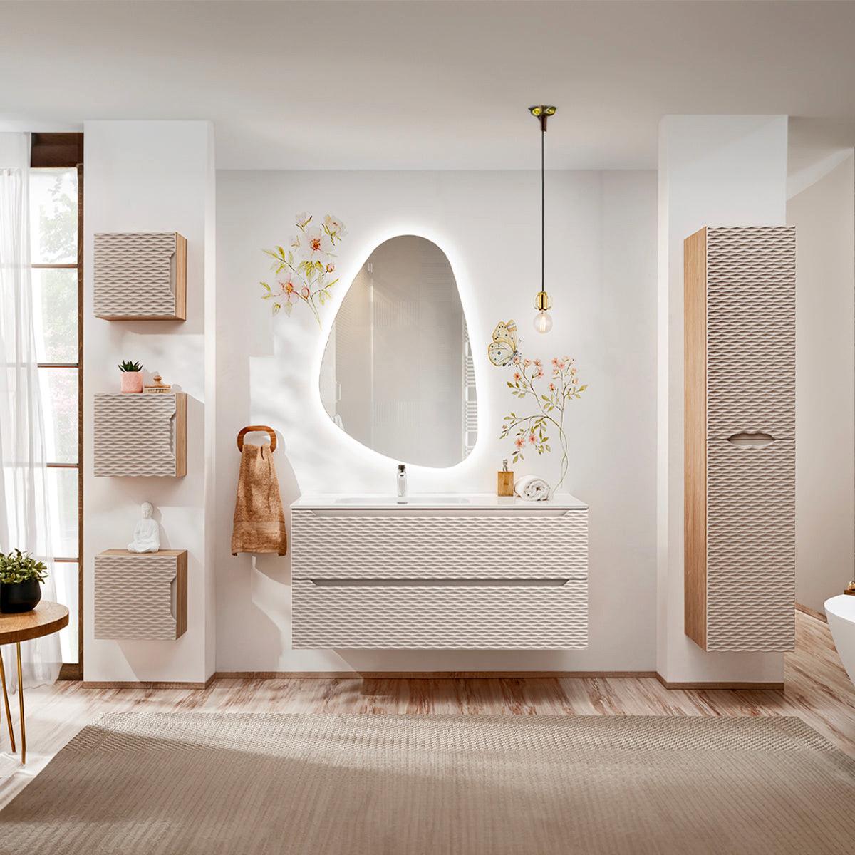 WASCHTISCHUNTERSCHRANK 120cm Elora Beige und Holz - Braun, Holzwerkstoff (120/57/46cm) - Petits-meubles