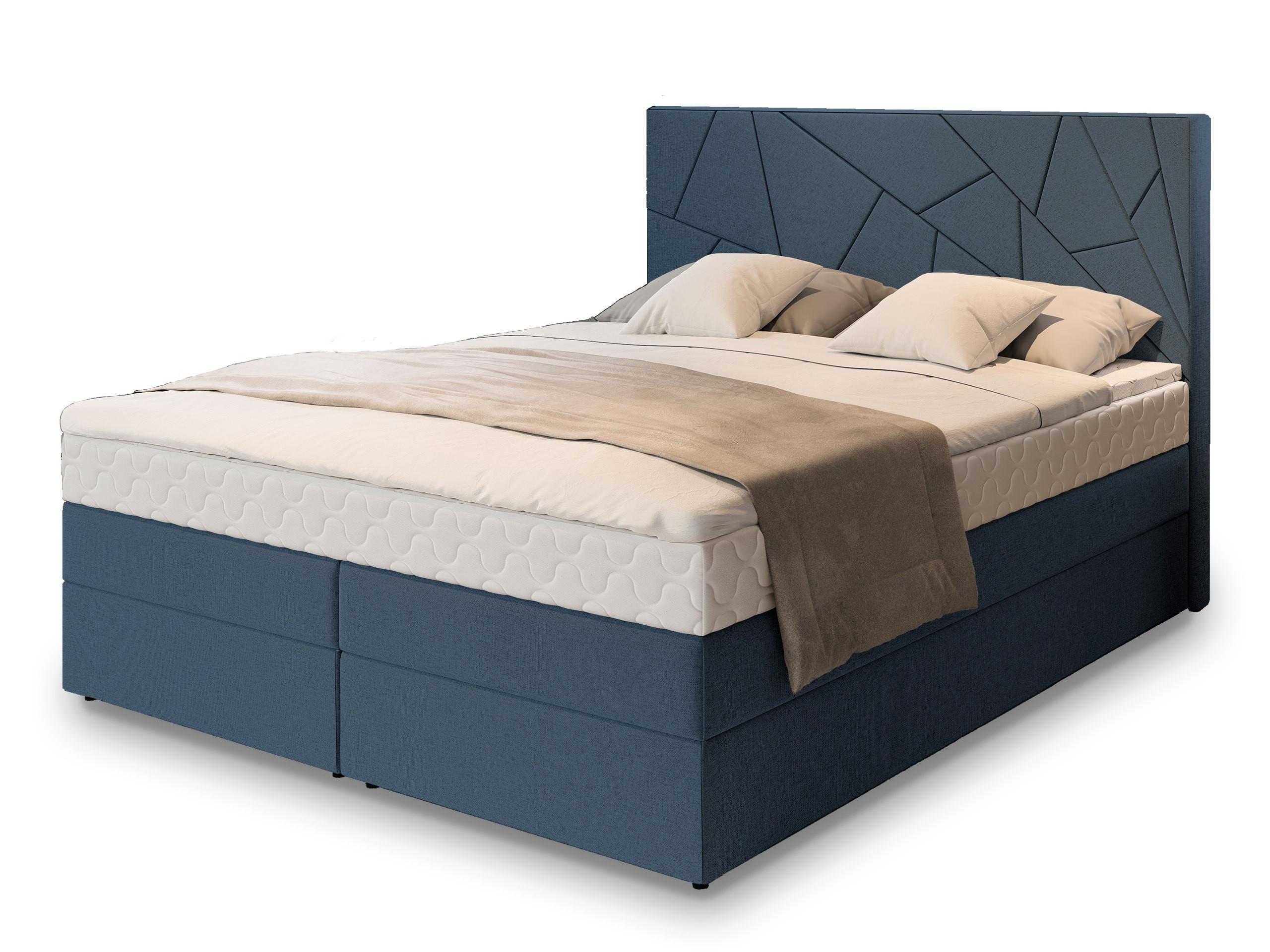 BOXBETT TRANI 180x200 cm mit Matratze und Topper - Blau - Blau, Holz (180/200cm) - MASSENO
