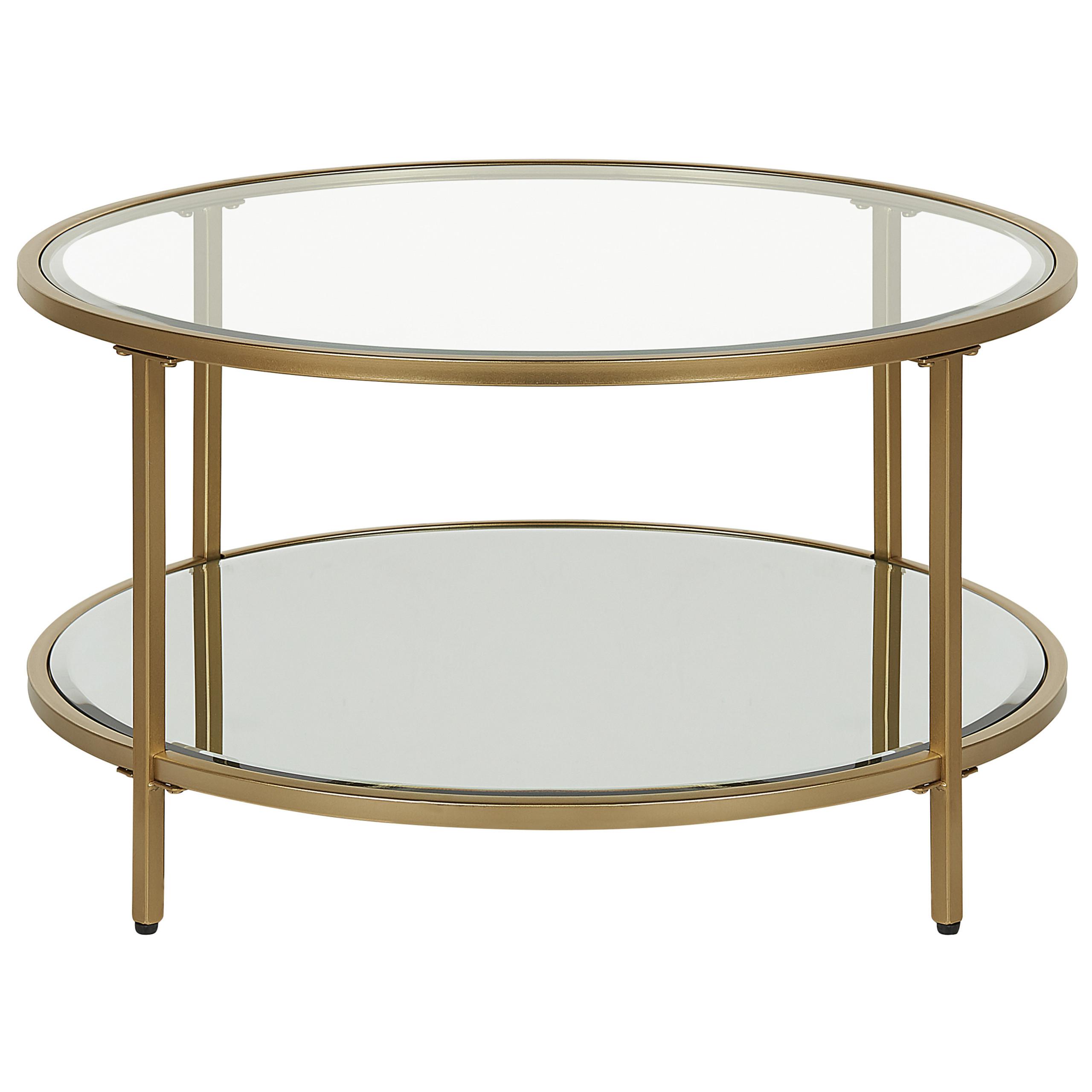 COUCHTISCH Glas/Metall gold 70 cm Birney - Transparent/Goldfarben, Glas (70/70/40cm) - Beliani