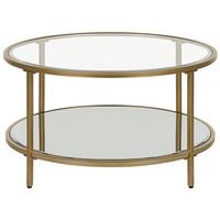 COUCHTISCH Glas/Metall gold 70 cm Birney - Transparent/Goldfarben, Glas (70/70/40cm) - Beliani