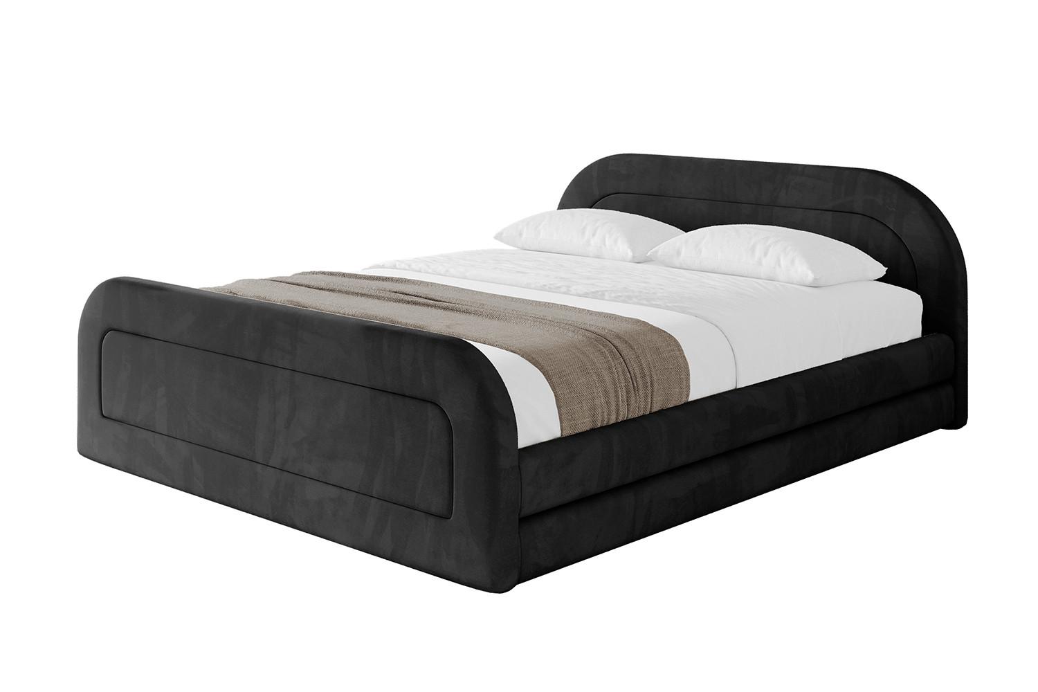 POLSTERBETT mit Bettkasten, Fußteil und Lattenrost, Boxbett mit Matratze H3/H4 - LERIS-v1-Z 180x200 Schwarz - Schwarz, Holzwerkstoff/Textil (180/200cm) - ALTDECOR