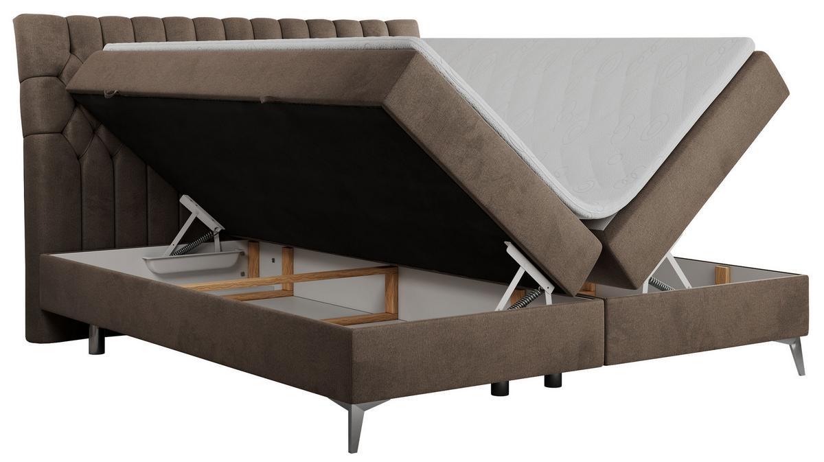 BOXBETT MILEN 120/200 Braun Velvet - H3 - Braun, Holz/Textil (120/200cm) - MKS