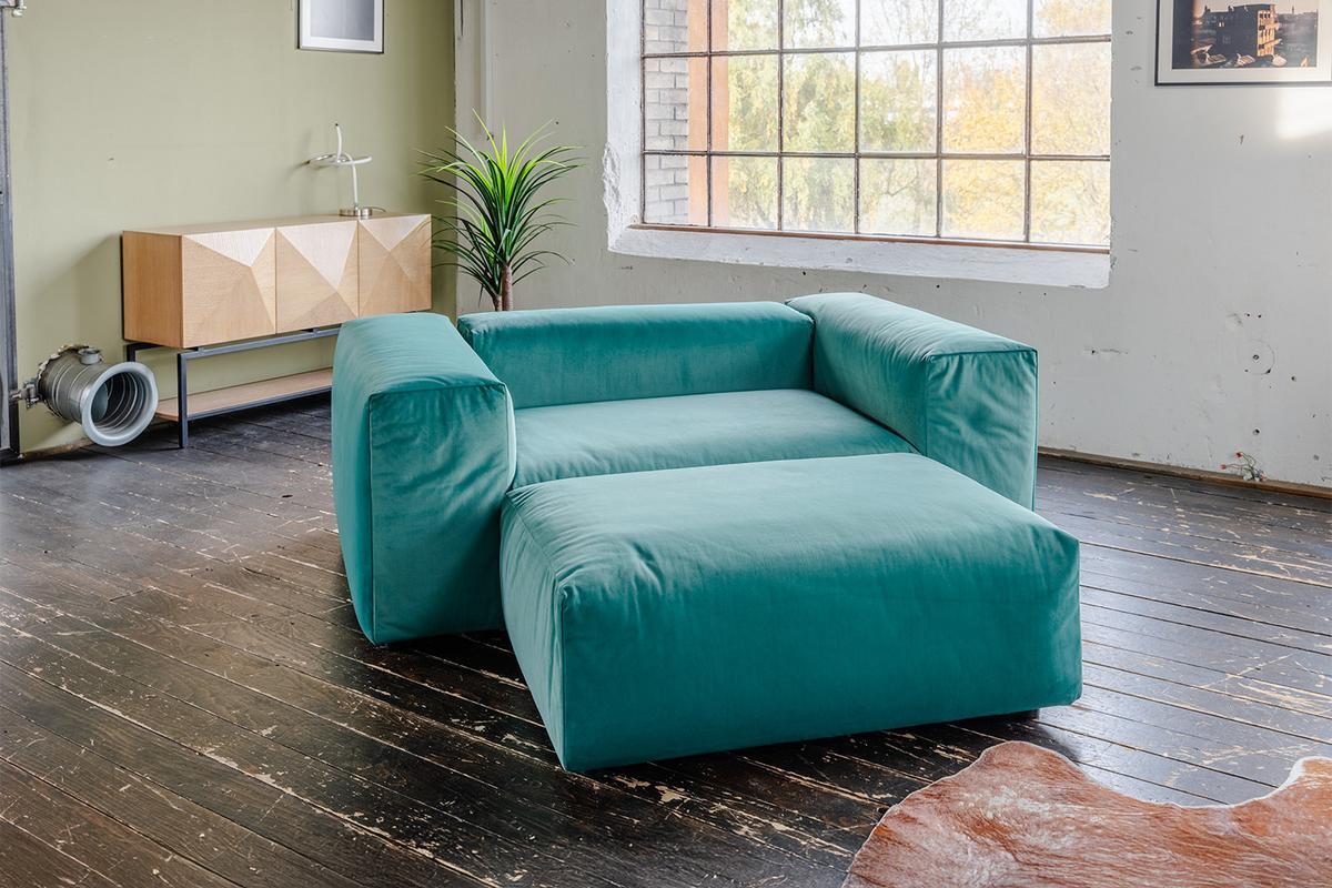 MODULSOFA MIA Grün Velvet - Schwarz/Grün, Kunststoff/Textil (306/72/120cm) - KAWOLA
