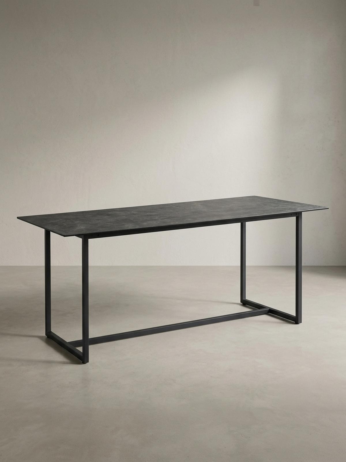 ESSTISCH Glas Keramik Marmoroptik Designer 180x90 ARCTIC, Schwarz 180x90x76 cm - Schwarz, Glas/Metall (90/180/76cm) - KADIMA DESIGN