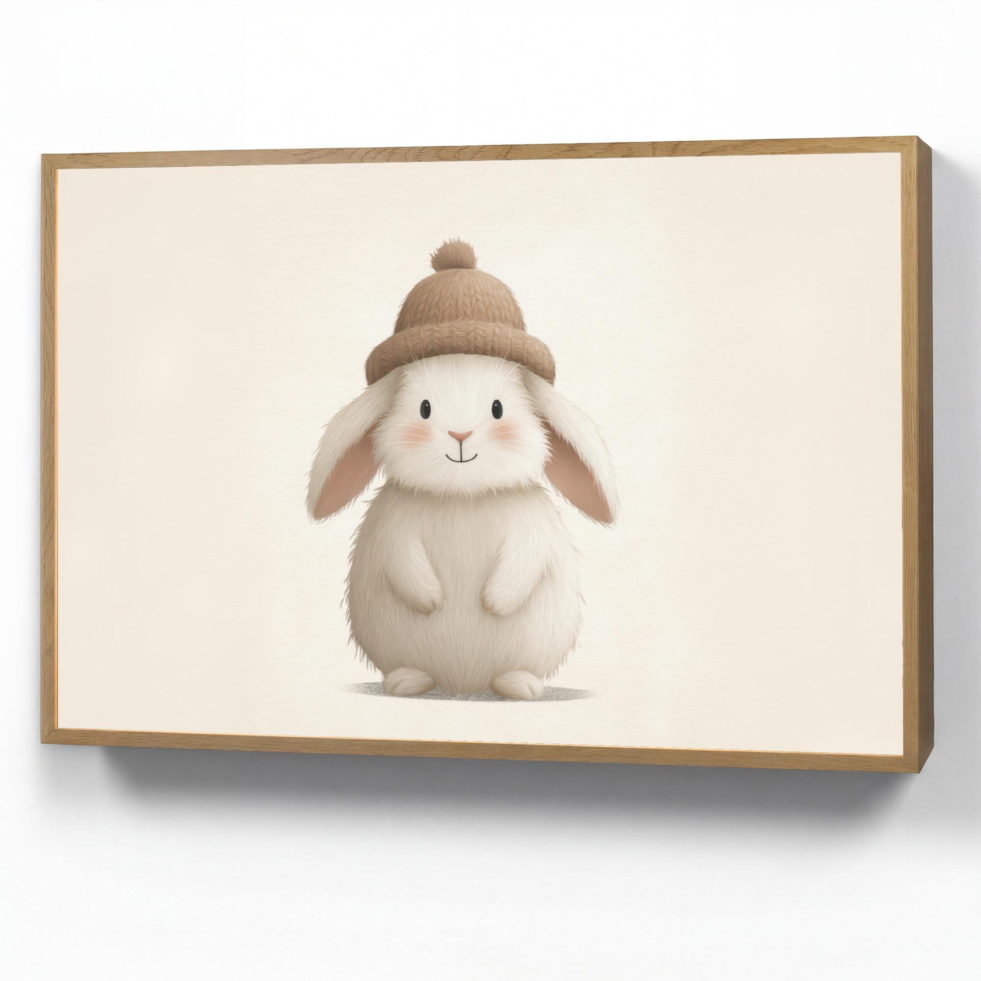 WANDLEUCHTE MIT AKKU Kaninchen - Hut - Ohren - Beige 100x70 cm - Creme, Holzwerkstoff (100/70/8cm) - OnlyWow