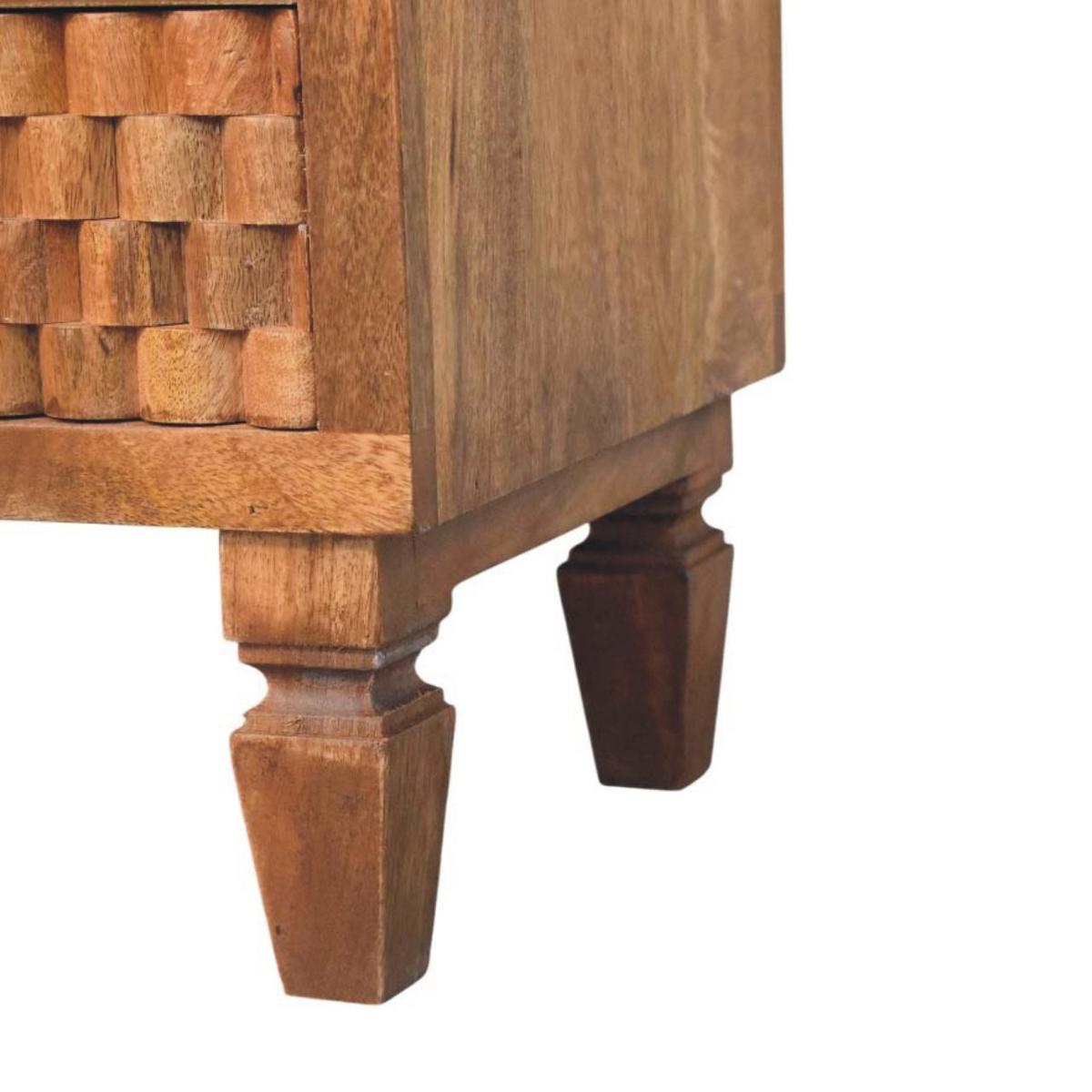 NACHTKASTEN Arno in Goldenem Teak, 2 Schubladen und Offenes Regal, Hellbraun - Messingfarben/Braun, Holz/Metall (45/60/35cm) - Artisan Furniture