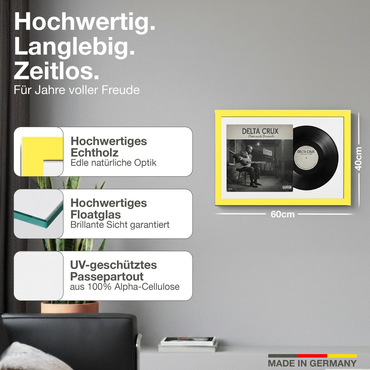 SCHALLPLATTEN BILDERRAHMEN 40/60 2er Set - Gelb, Holz (60/40cm) - K-Möbel