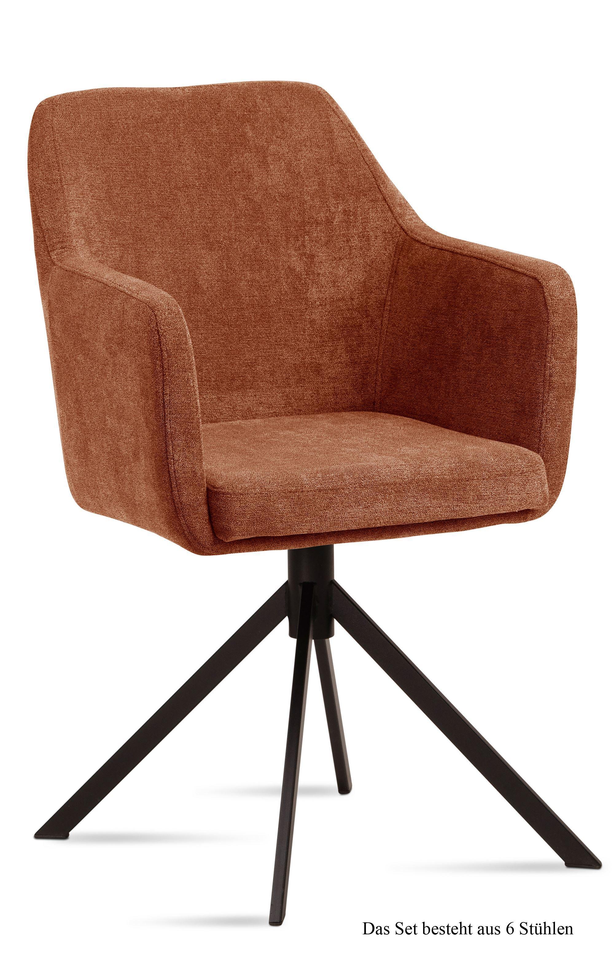 ARMLEHNSTUHL (6er-Set) Dulcy 57x87x60 Schwarz/Cognac - Cognac/Schwarz, Kunststoff (60/87/57cm) - 58aufmkessel
