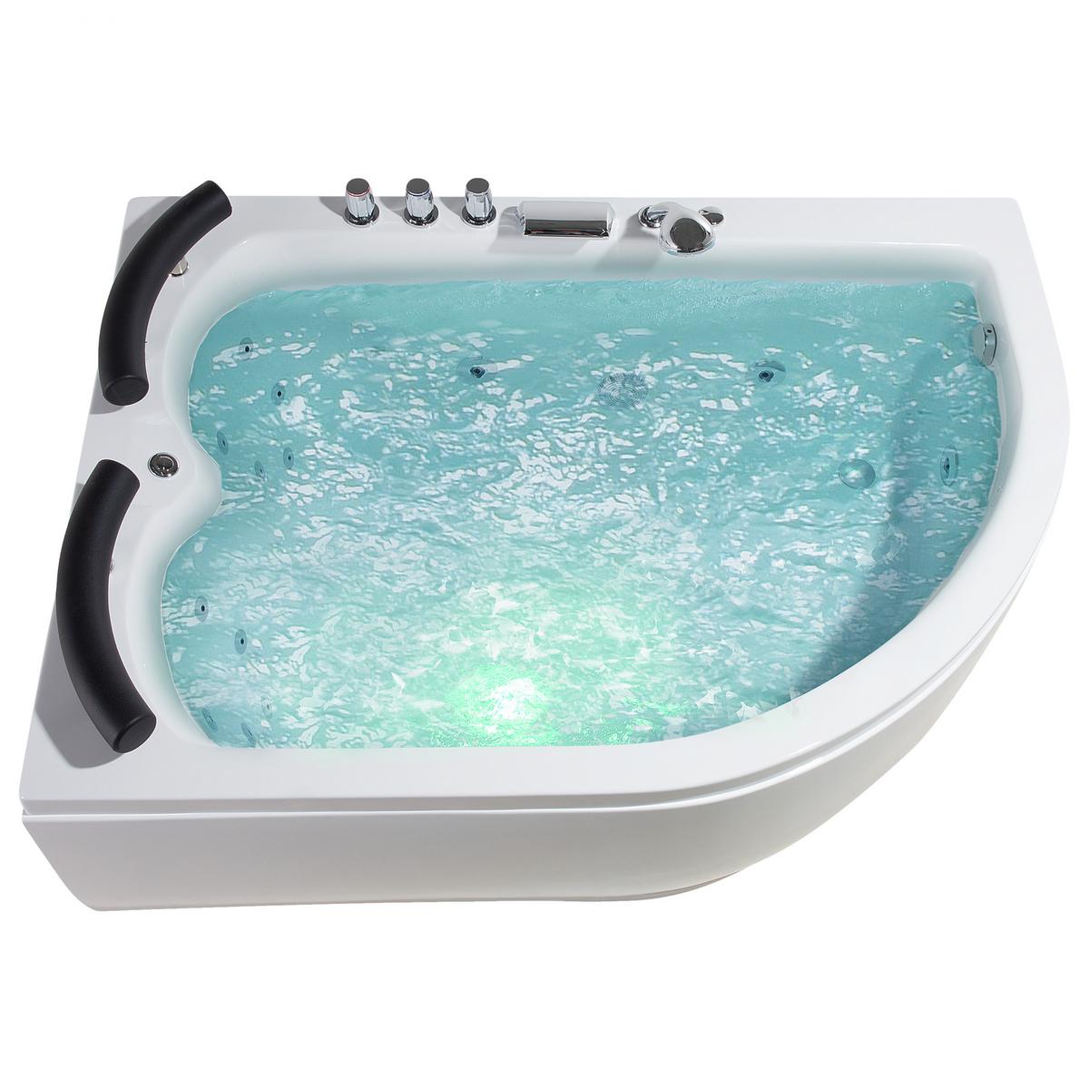 WHIRLPOOL-BADEWANNE mit LED 113x160x63 cm weiß Paradiso - Weiß, Kunststoff (113/63/160cm) - Beliani