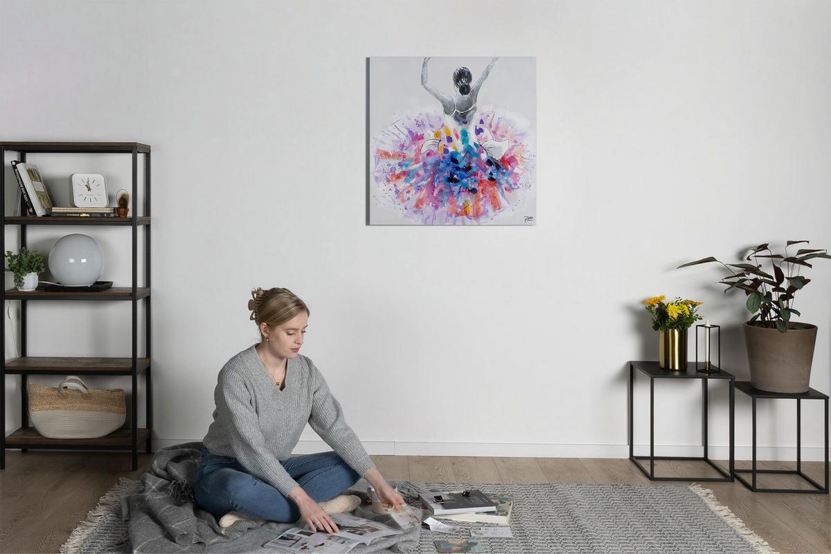 ÖLGEMÄLDE 80/80 cm - Lila/Weiß, Holz/Textil (80/80cm) - KUNSTLOFT