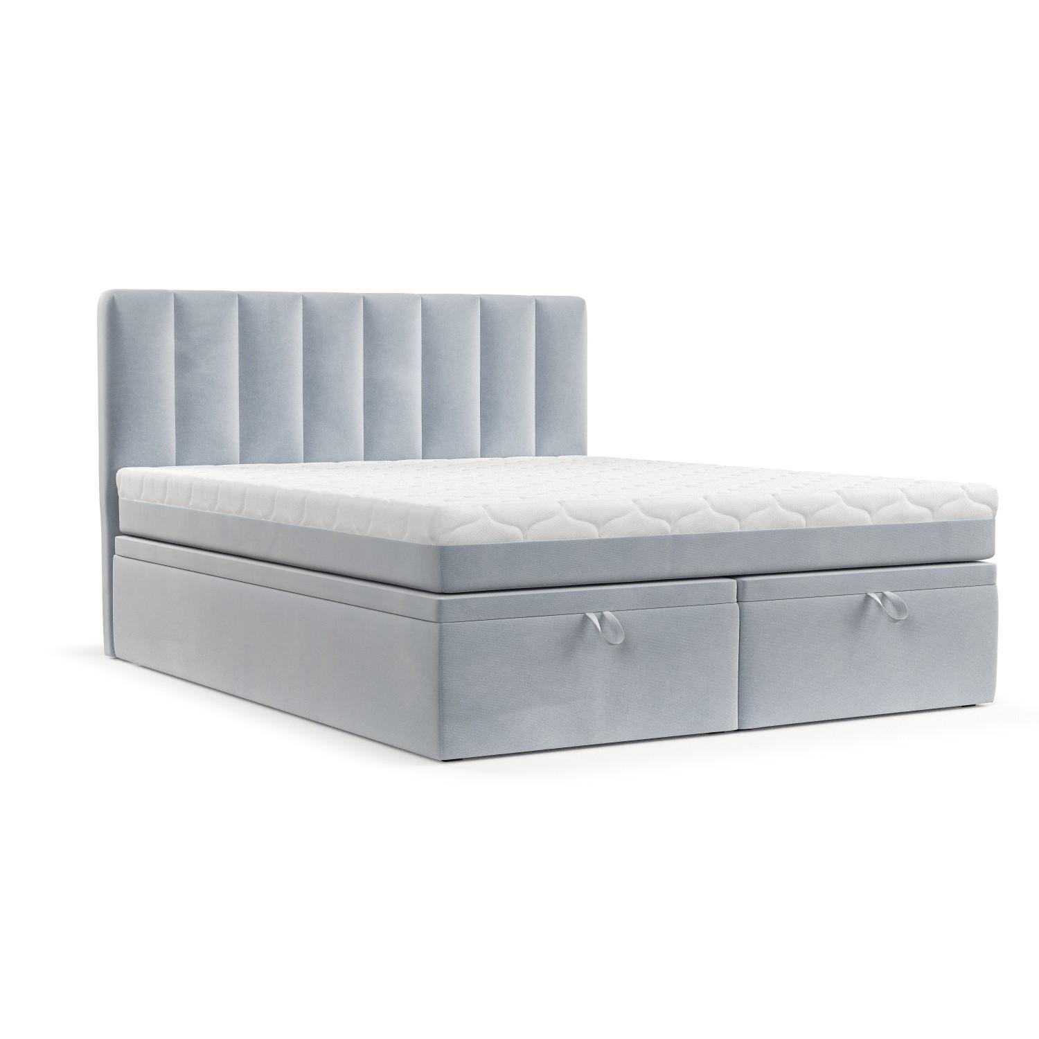 BOXBETT Lume 140/200 cm Hellgrau im Paros Stoff - Hellgrau/Schwarz, Holz/Holzwerkstoff (140/200cm) - AltaBeds