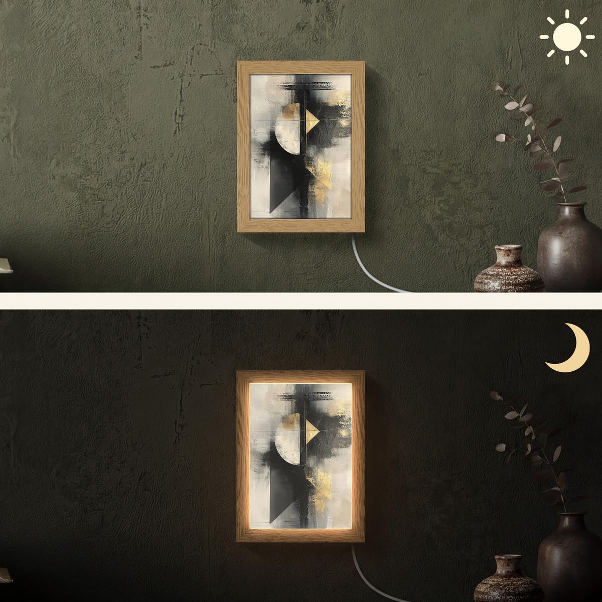 WANDLEUCHTE Abstrakt - Schwarz - Farbe - Modern 15x20 cm - Grau, Holzwerkstoff (15/20/8cm) - OnlyWow