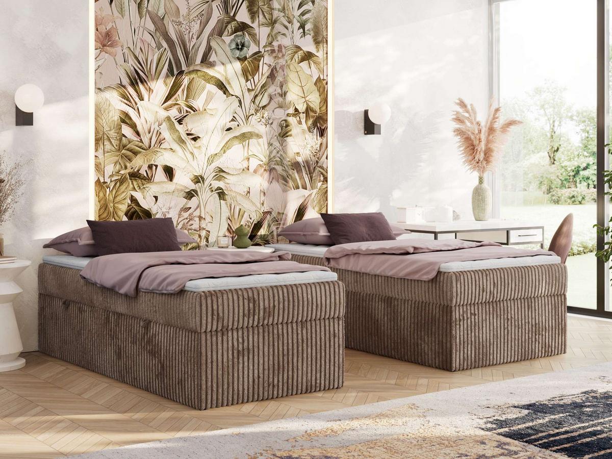 BOXBETT ZERO 90/200 - Braun Cord - H3 - Topper T25 - Braun, Textil (90/200cm) - MKS