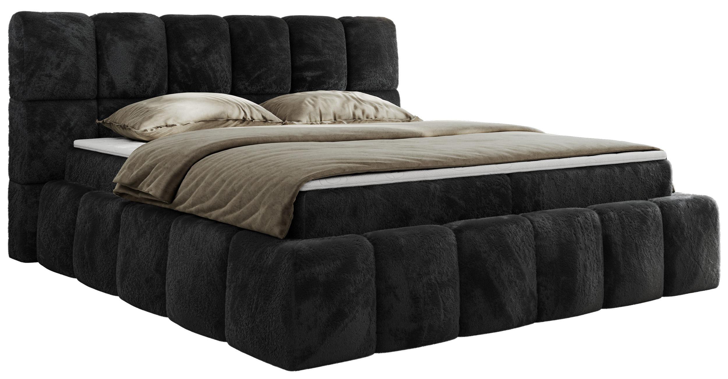 BOXBETT NIRA 120/200 - Dunkelgrau Plüsch - H3 - Dunkelgrau, Holz/Textil (120/200cm) - MKS
