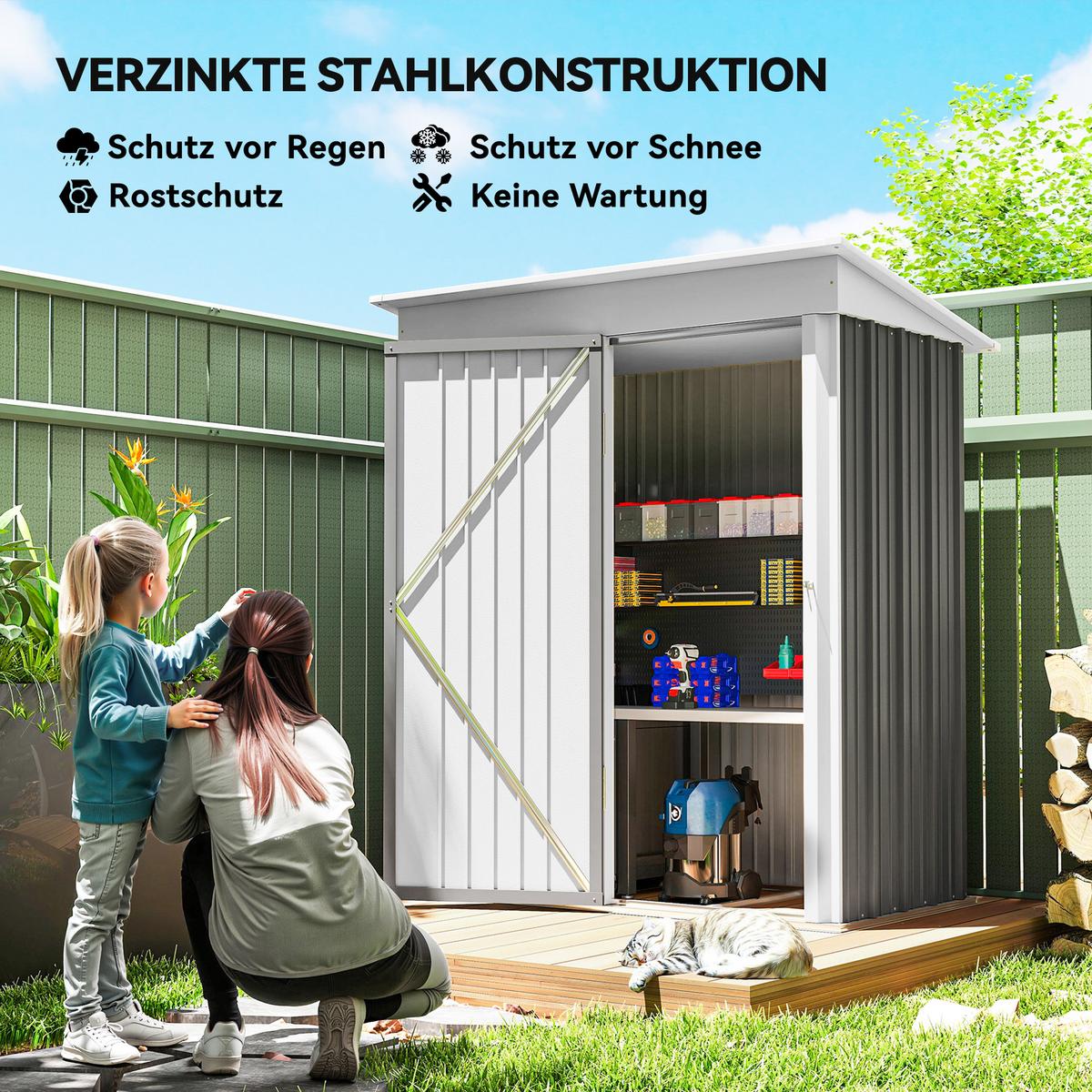 GERÄTEHAUS Verzinkter Stahl Grau - Grau, Metall (95/181/161cm) - Outsunny