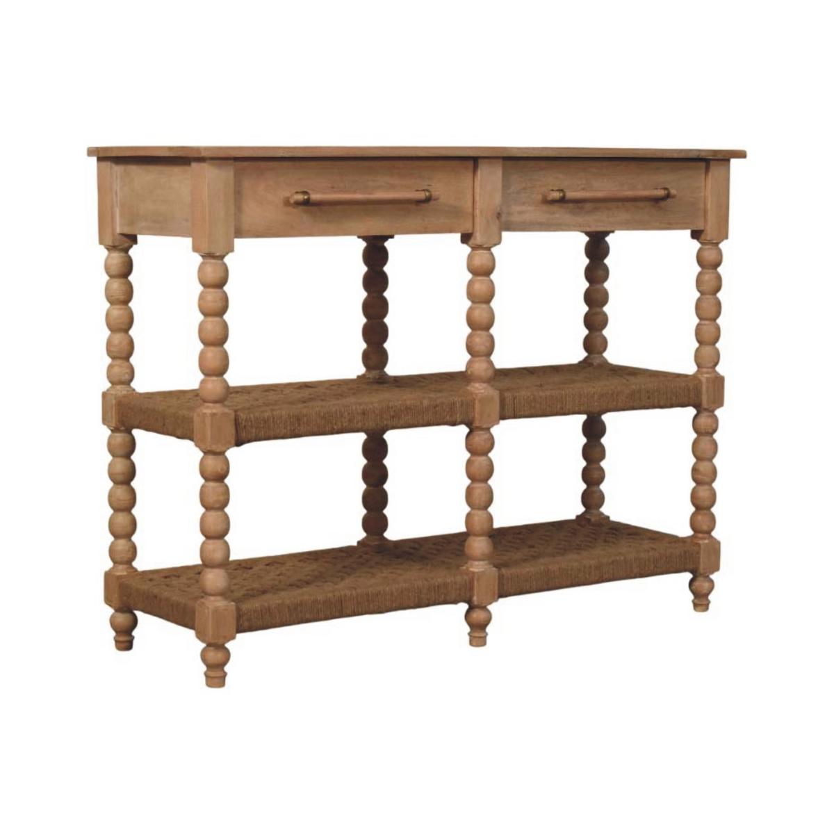 KONSOLENTISCH mit Stonedrift-Holz-Finish, 2 Schubladen, 4 offene Ablagen, hellbraun - Braun, Holz (40/115/88cm) - Artisan Furniture