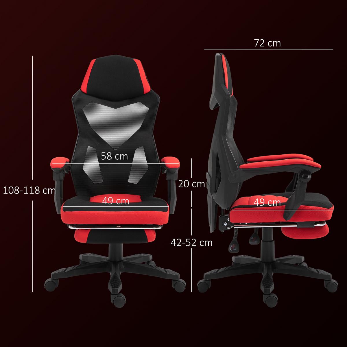 ERGONOMISCHER Bürostuhl, Schwarz+Rot - Multicolor, Kunststoff (63/122/58cm) - Vinsetto