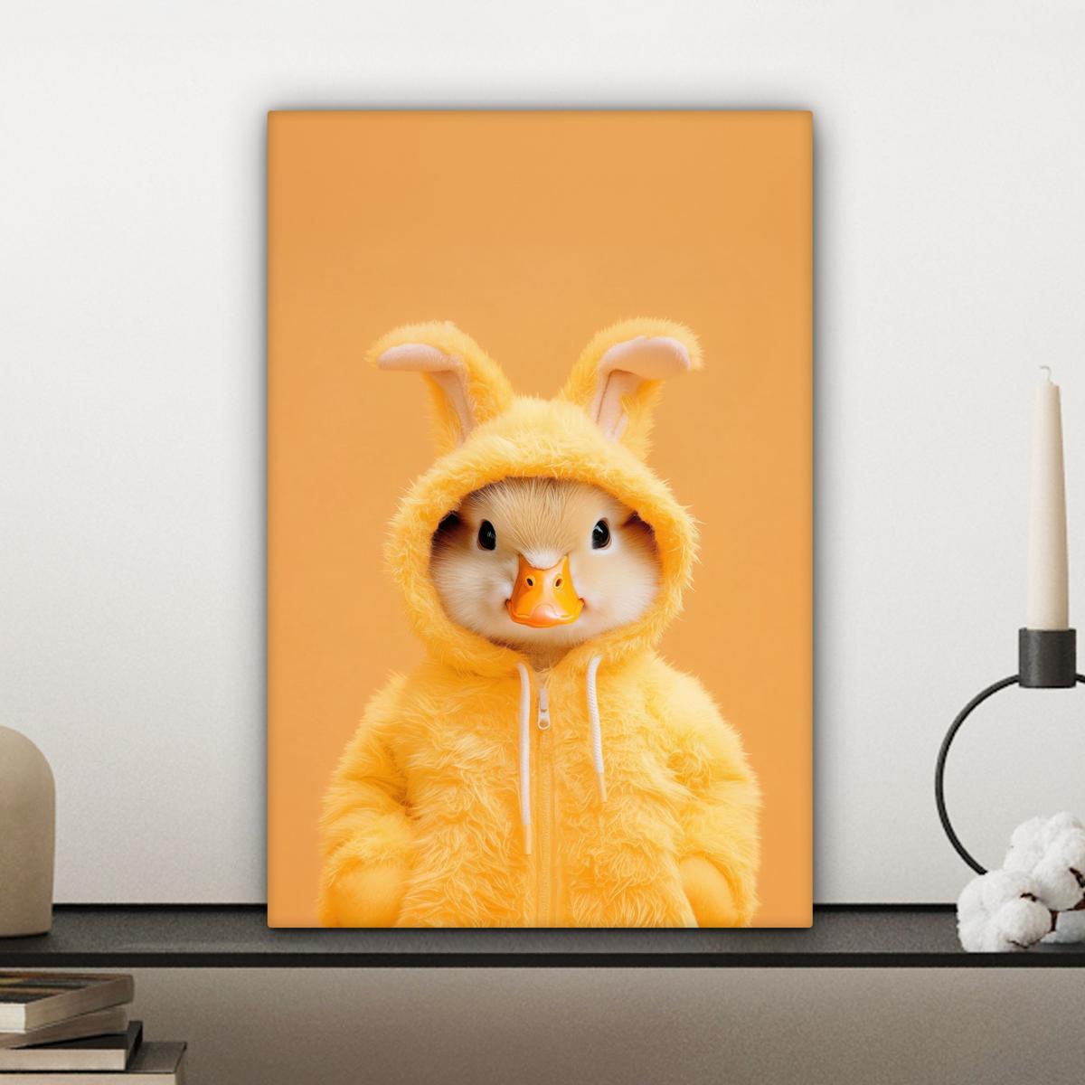 LEINWANDBILD Osterhase - Kostüm - Ente Deko Wohnzimmer 20x30 cm - Gelb, Textil (20/30cm) - MuchoWow