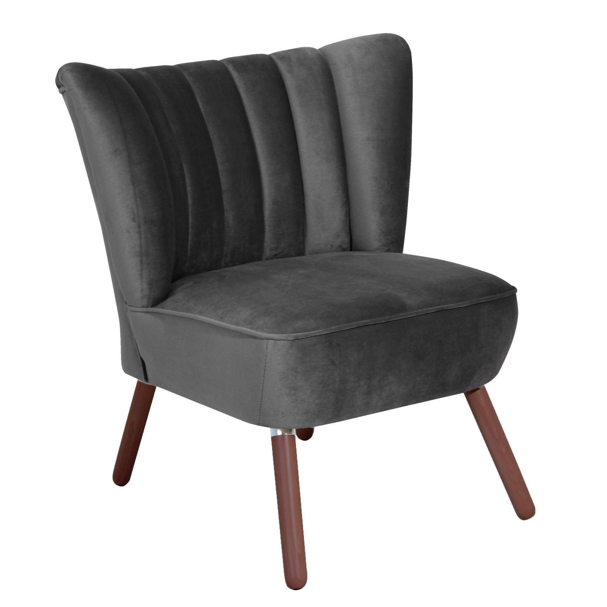 SESSEL Kadisha Bezug Samtvelours Buche nussbaum dunkel / anthrazit - Anthrazit, Kunststoff (70/80/66cm) - 58aufmkessel