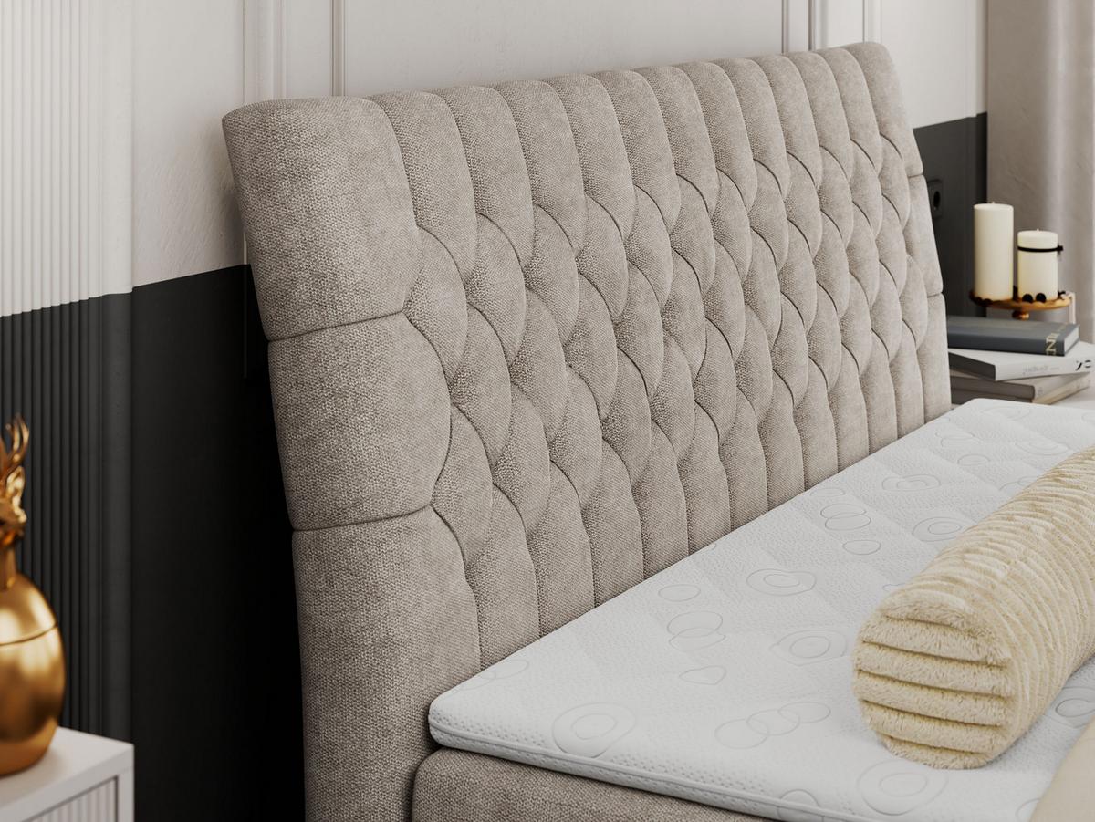 BOXBETT MILEN 120/200 Beige Struktur - H3 - Beige, Holz/Textil (120/200cm) - MKS