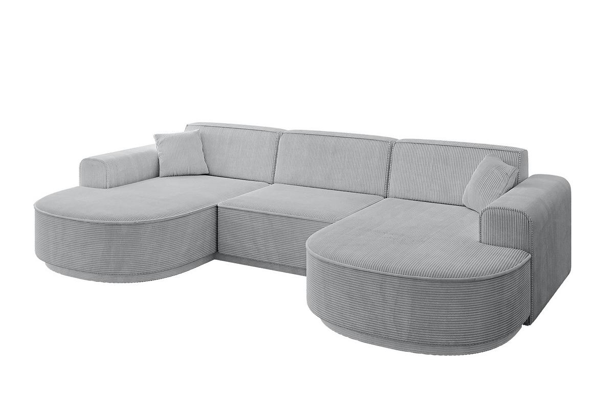 WOHNLANDSCHAFT MARI-U1 - 303x171x79 cm Grau Cord - Schwarz/Grau, Holzwerkstoff/Kunststoff (303/79/171cm) - ALTDECOR