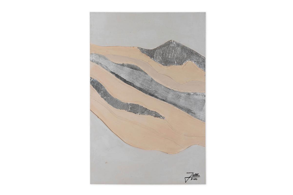 ACRYLBILD HANDGEMALT 60/90 cm - Beige/Grau, Holz/Textil (60/90cm) - KUNSTLOFT