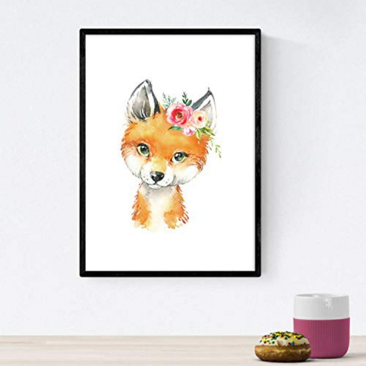 POSTER Set mit 4 Igel Pferd Fuchs und Eule A3 Rahmenlos - Klar, Papier (29.7/3cm) - Nacnic
