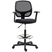 ARBEITSSTUHL Mesh Zeichenstuhl 360° Bürostuhl mit Fußring höhenverstellbar - Schwarz, Kunststoff/Textil (56/132/60cm) - Vinsetto