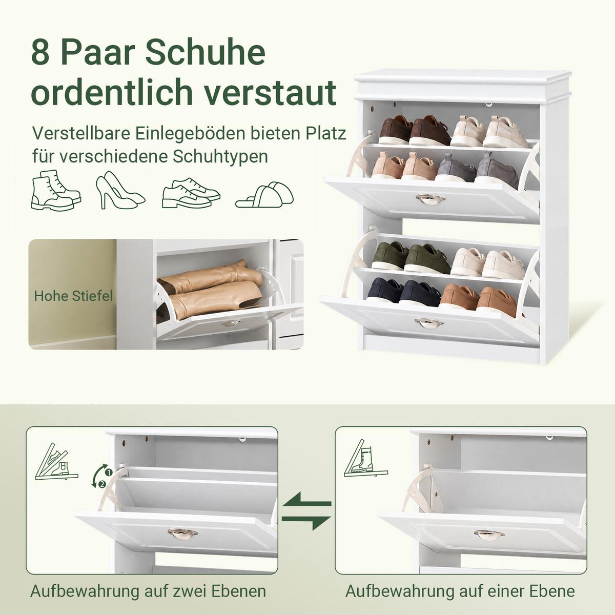 SCHUHSCHRANK Weiß - Weiß, Holzwerkstoff (53/82/24cm) - SoBuy