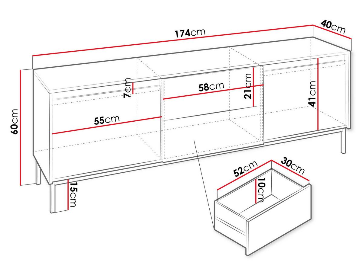 TV-ELEMENT Ozmi 2K2SZ - Schwarz, Holzwerkstoff/Metall (174/60/40cm) - MIRJAN24
