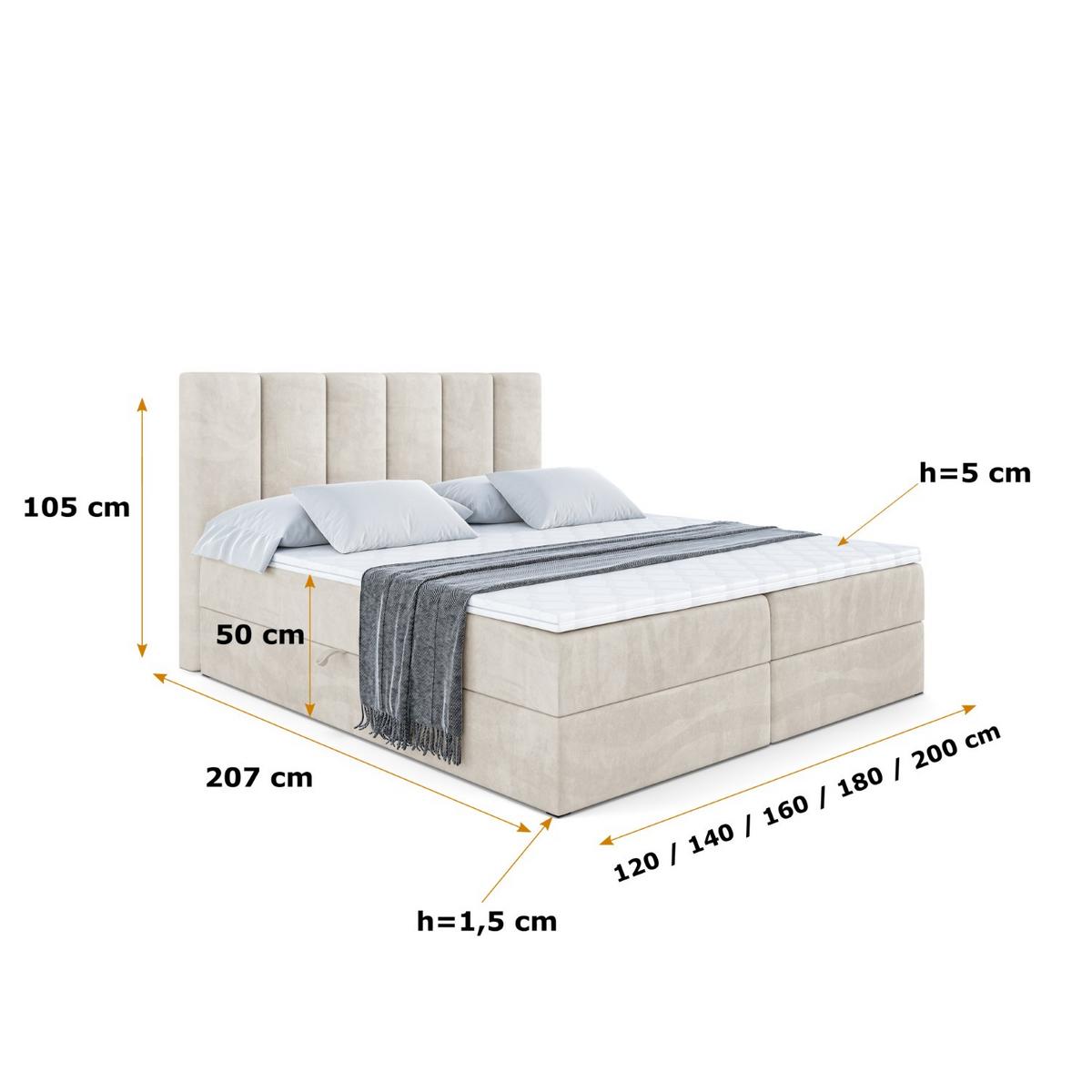 BOXBETT mit Matratze H3 und Lattenrost - BOXI1 - 180x200 cm Ecru - Ecru, Holzwerkstoff (180/200cm) - ALTDECOR