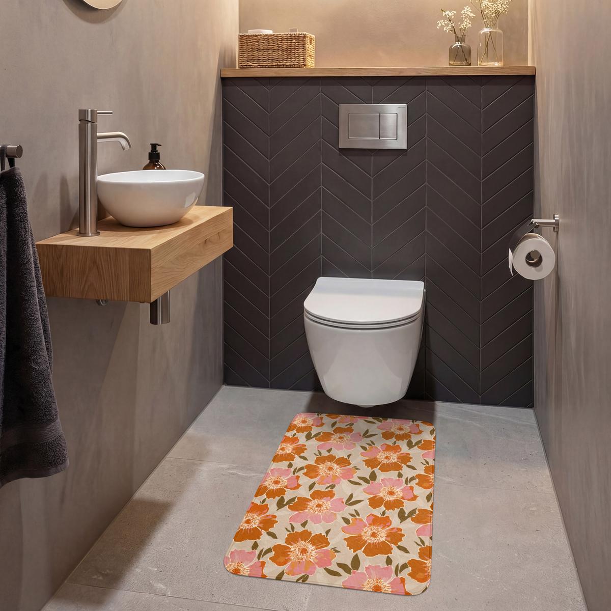 WC-VORLEGER Blumen - Motiv - Retro WC Teppich 50x80 cm - Multicolor, Textil (50/1cm) - OnlyWow