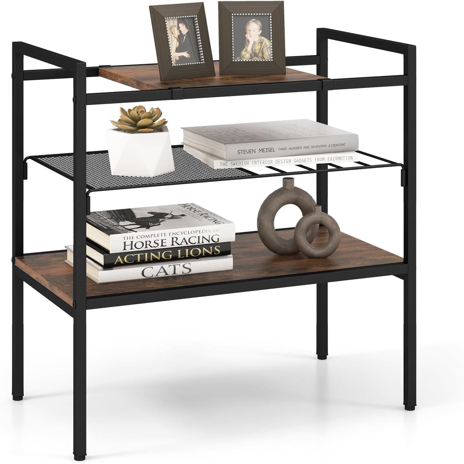 BEISTELLTISCH 61cm Metall - Alteiche, Metall (34/60/61cm) - COSTWAY