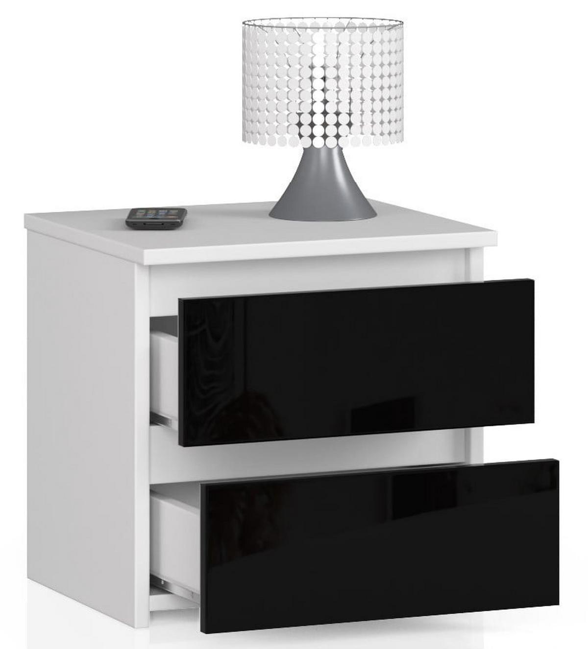 NACHTTISCH Weiß, Schwarz Glanz 40/40/35 - Weiß, Holzwerkstoff (40/40/35cm) - RAUMHIRSCH FURNITURE