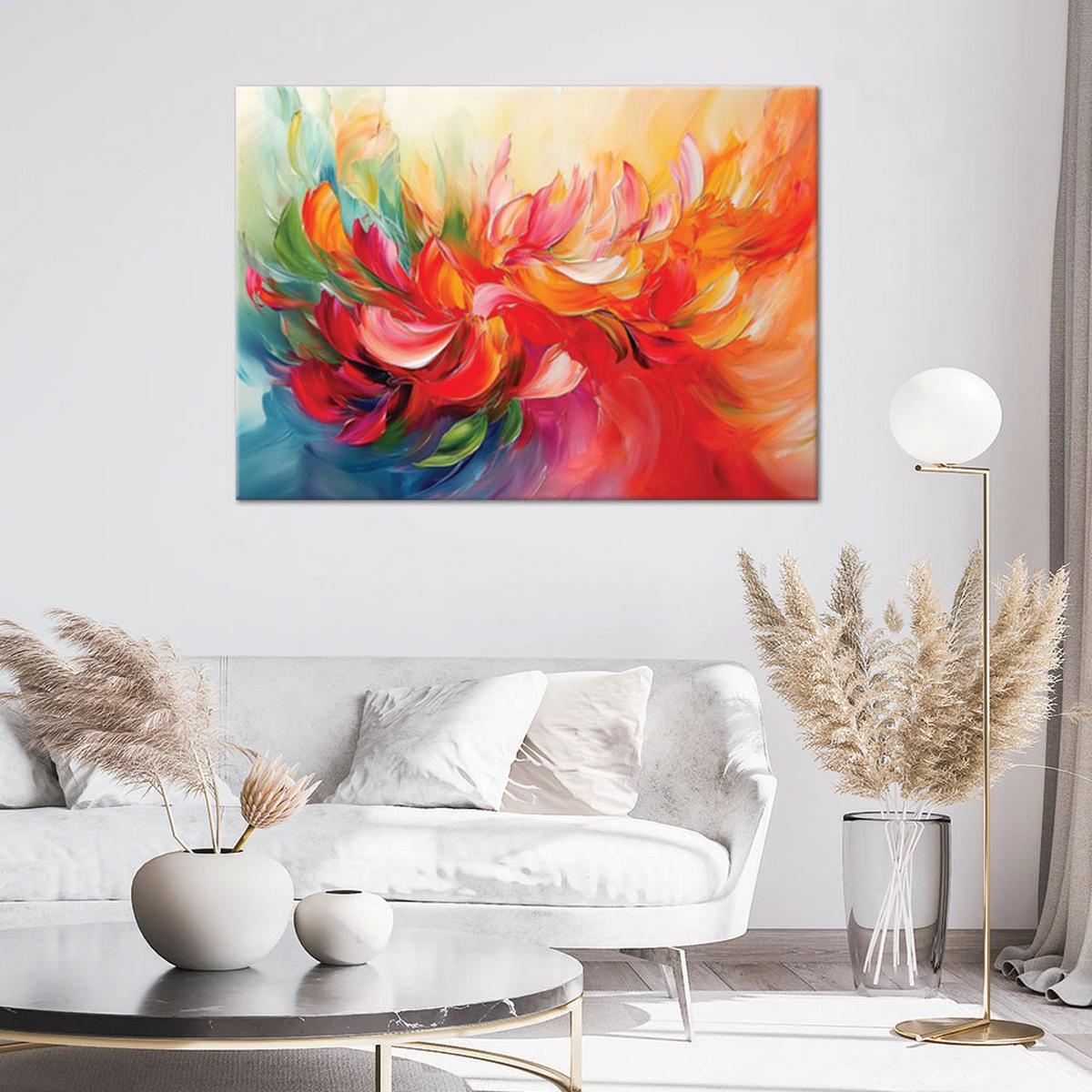 LEINWANDBILD Bunt bemalte Abstraktion 60x40cm - Multicolor, Textil (60/40cm) - Feeby
