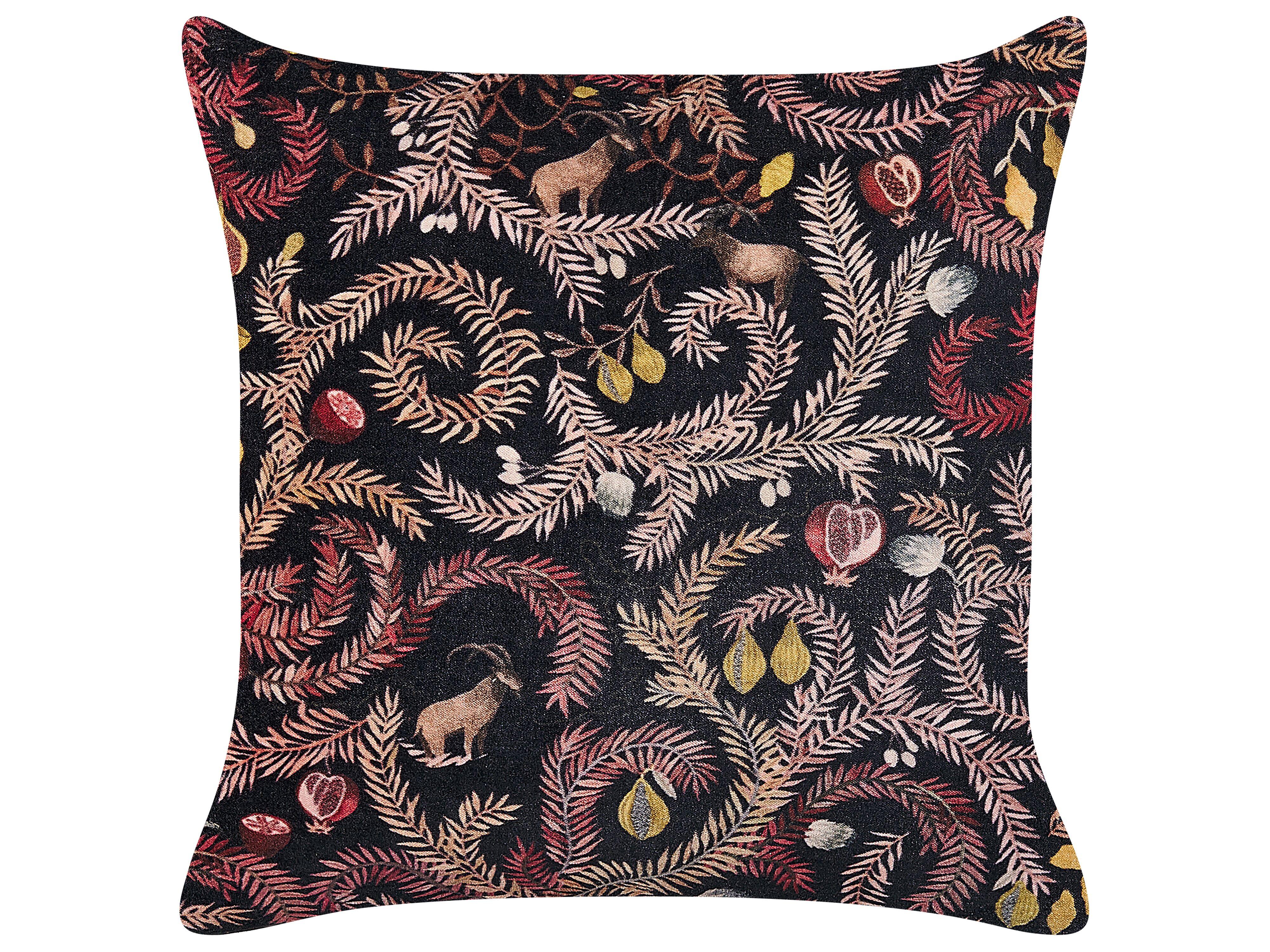 DEKOKISSEN Schwarz 45/45 cm Ricinus - Schwarz, Textil (45/45cm) - Beliani