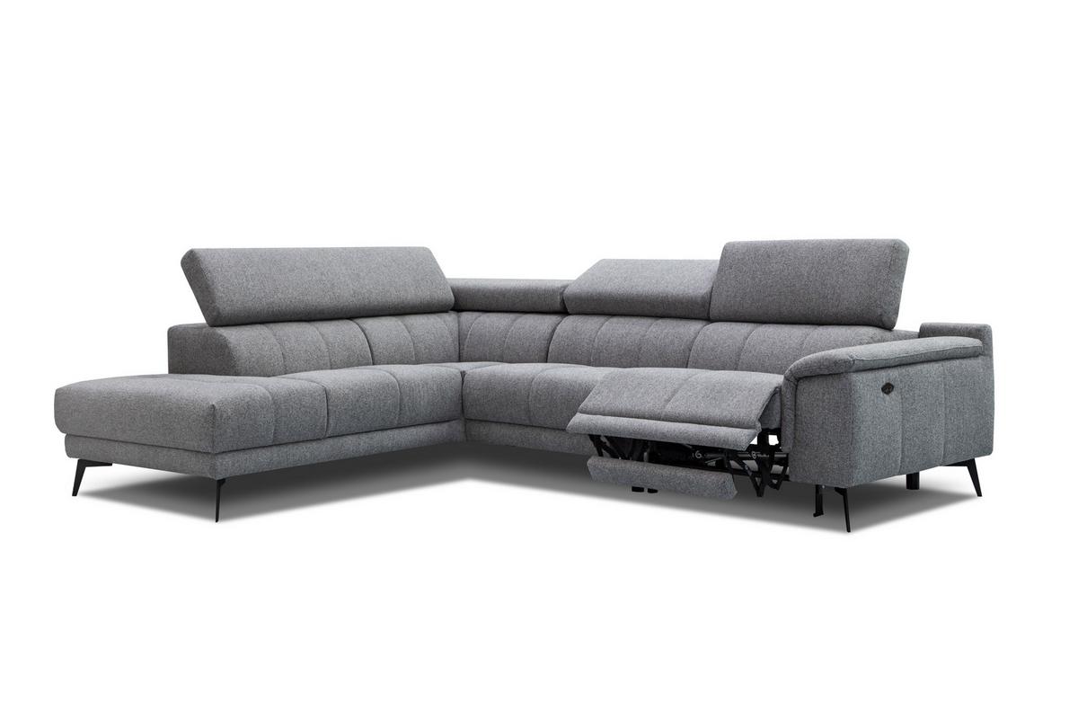ECKSOFA FIERO 5-Sitzer mit 1 Relaxfunktion, grau - Grau, Holzwerkstoff/Textil (228/290cm) - Wozimo