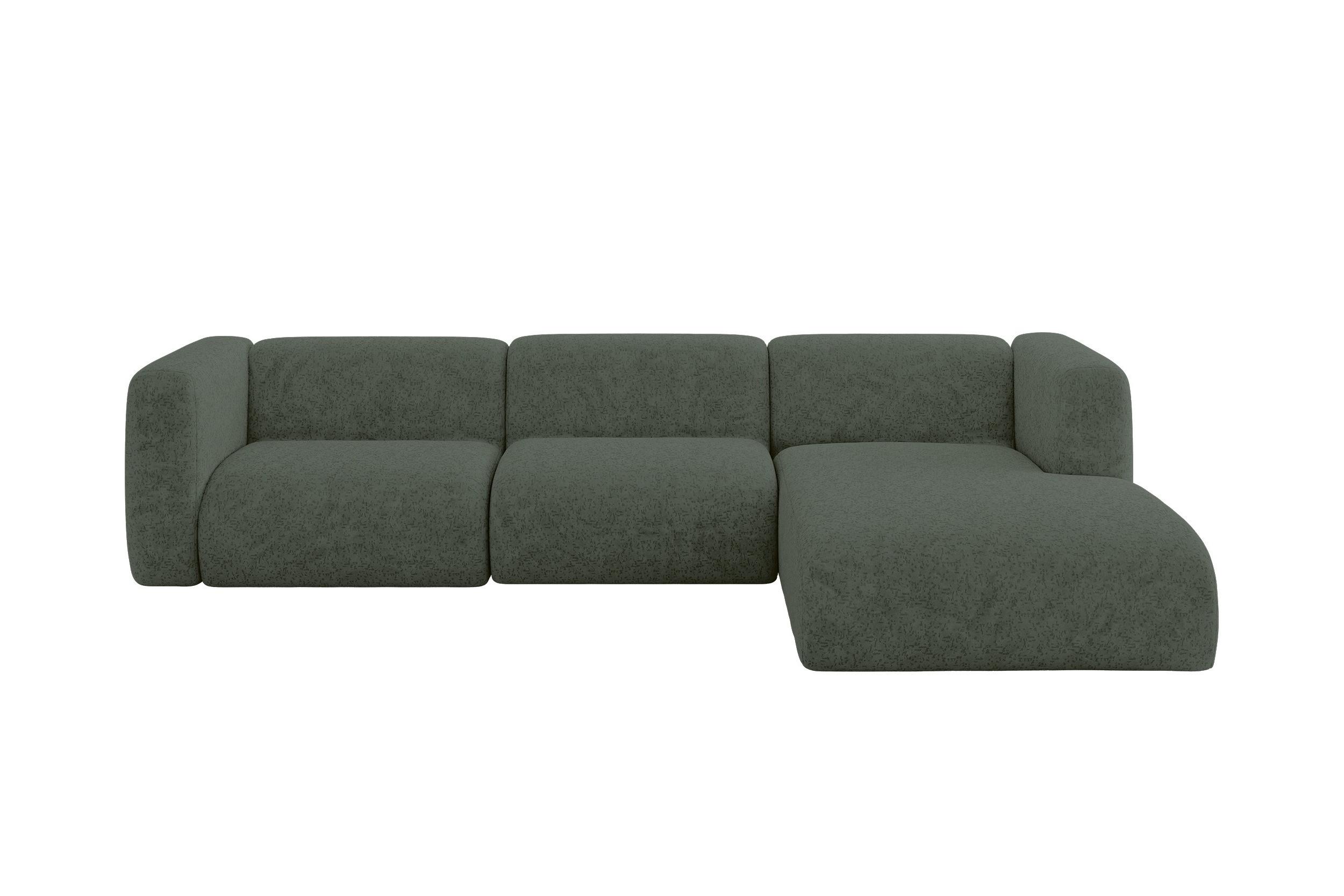 ECKSOFA Ottomane Rechts MIRA-L2 318x179x89 Grün Velours - Schwarz/Grün, Holzwerkstoff/Kunststoff (318/179cm) - ALTDECOR