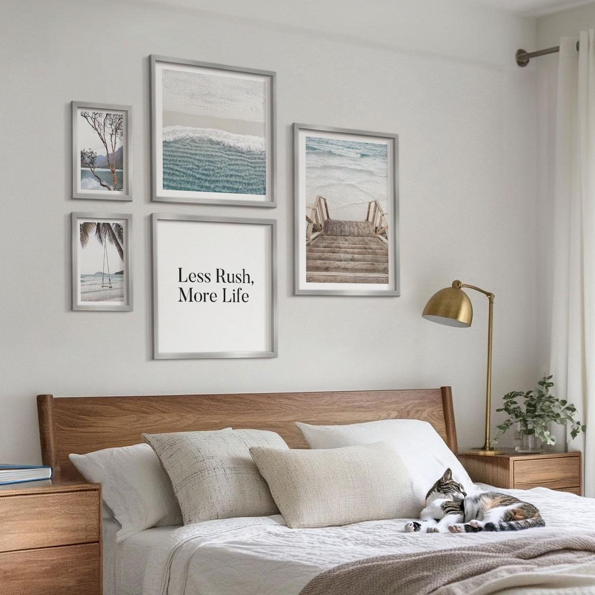 BILDER SET 5er Set - 50x50 cm & 20x30 cm & 40x60 cm Silberner Rahmen - Tropenurlaub - Silberfarben, Kunststoff (40/60cm) - TULUP