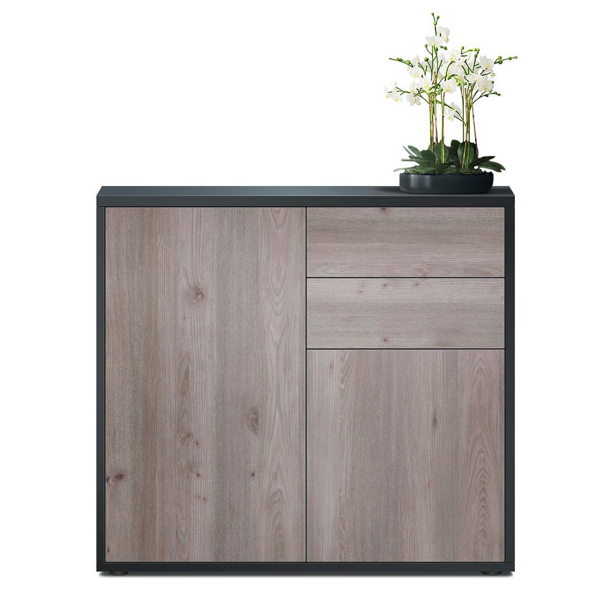 KOMMODE Ben Front in Eiche Nordic - Silbereichenfarben, Holzwerkstoff (79/74/36cm) - Vladon